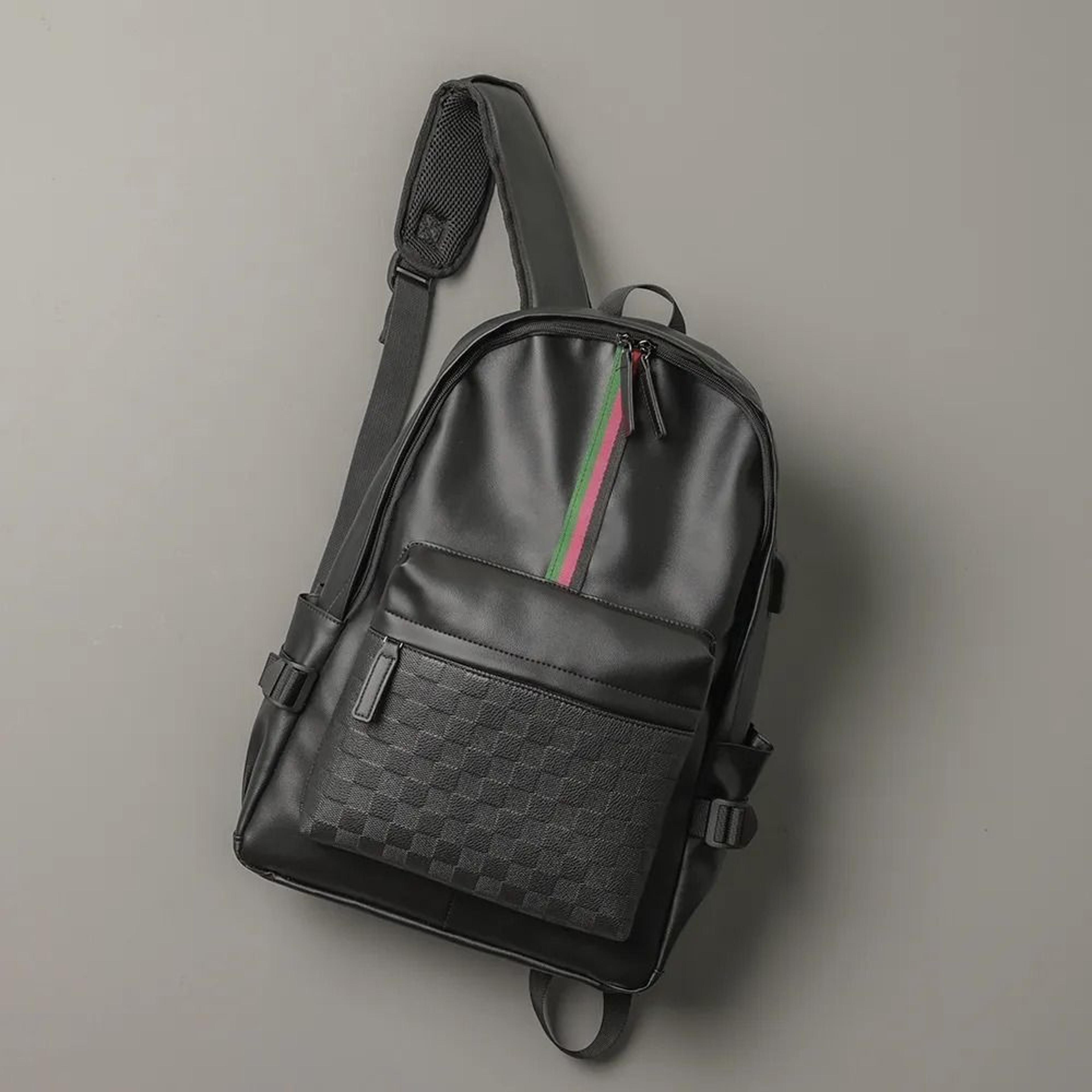 men leather backpack fashion school commuter bag