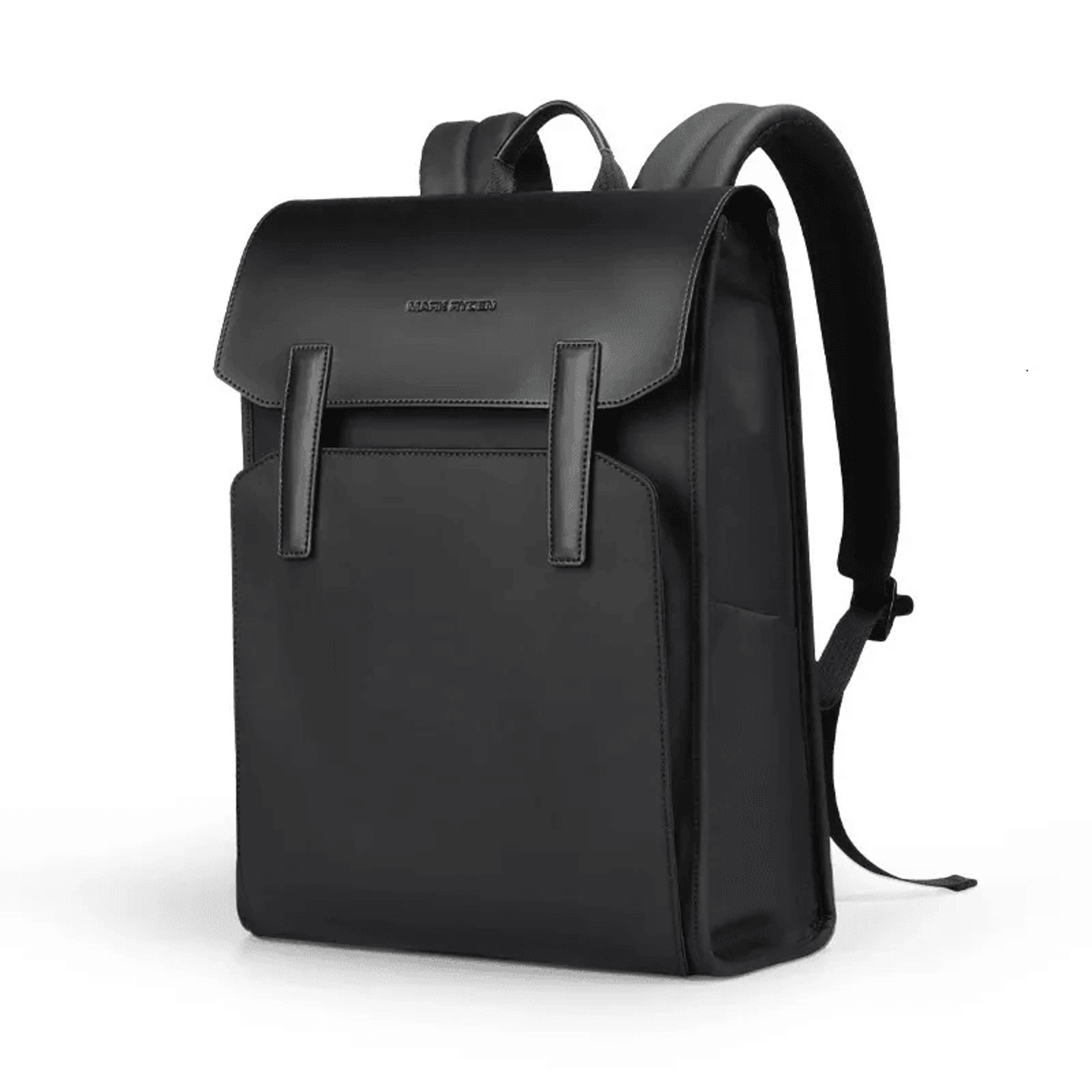 mark ryden black leather business backpack for men waterproof laptop bag