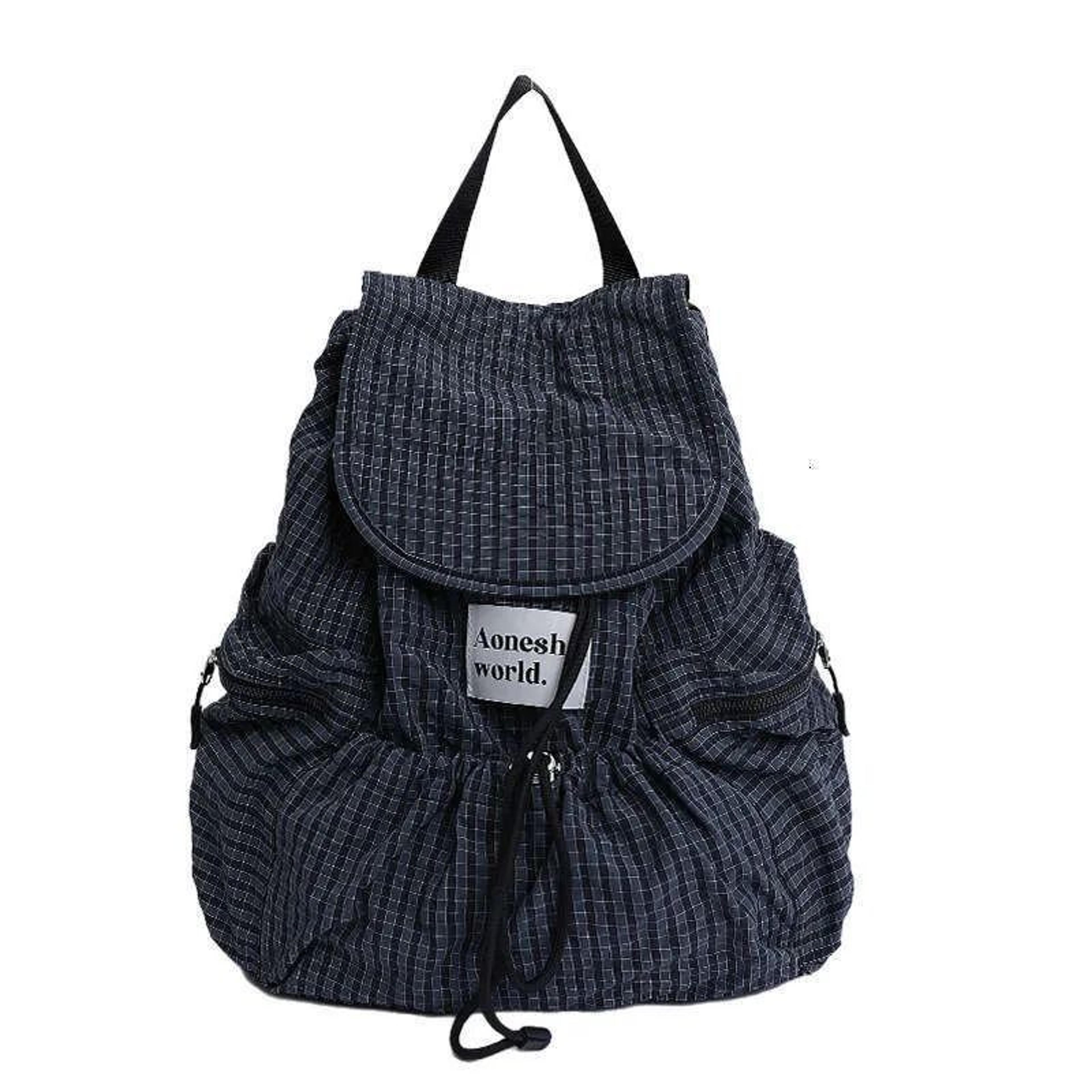 plaid nylon canvas laptop backpack for women large capacity korean style