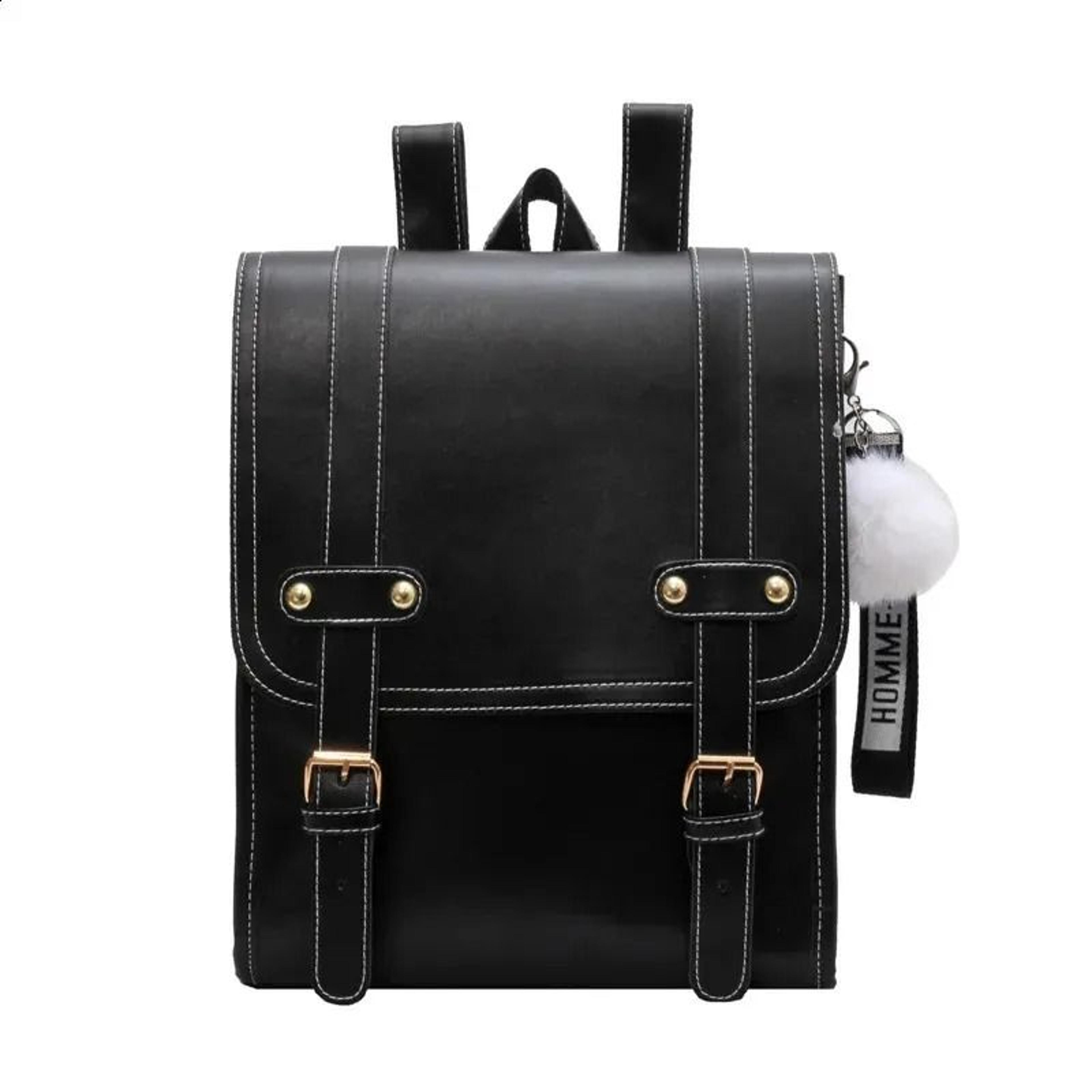 uniform style pu leather school backpack for women college laptop bag