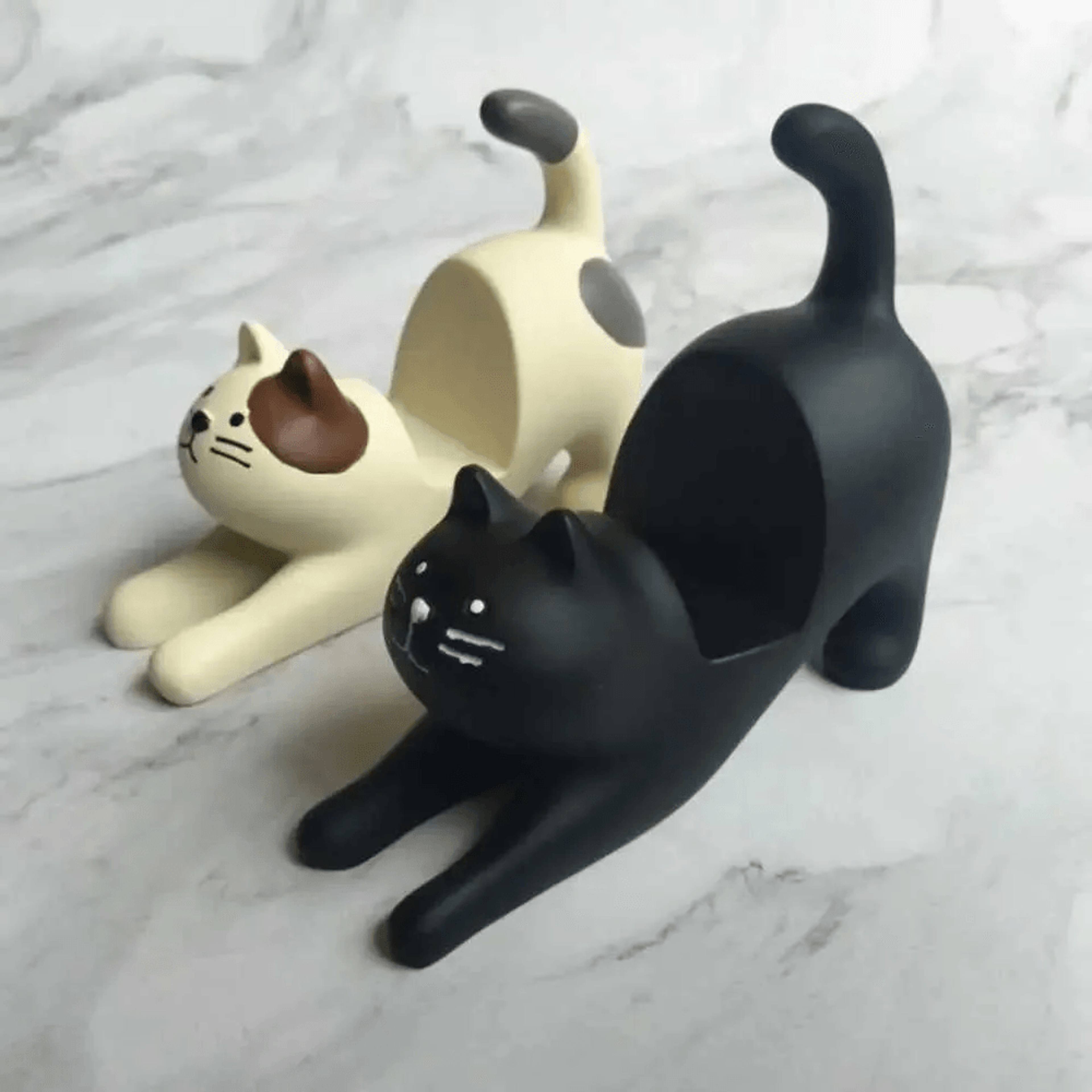 cat resin phone holder desk stand for home office decor