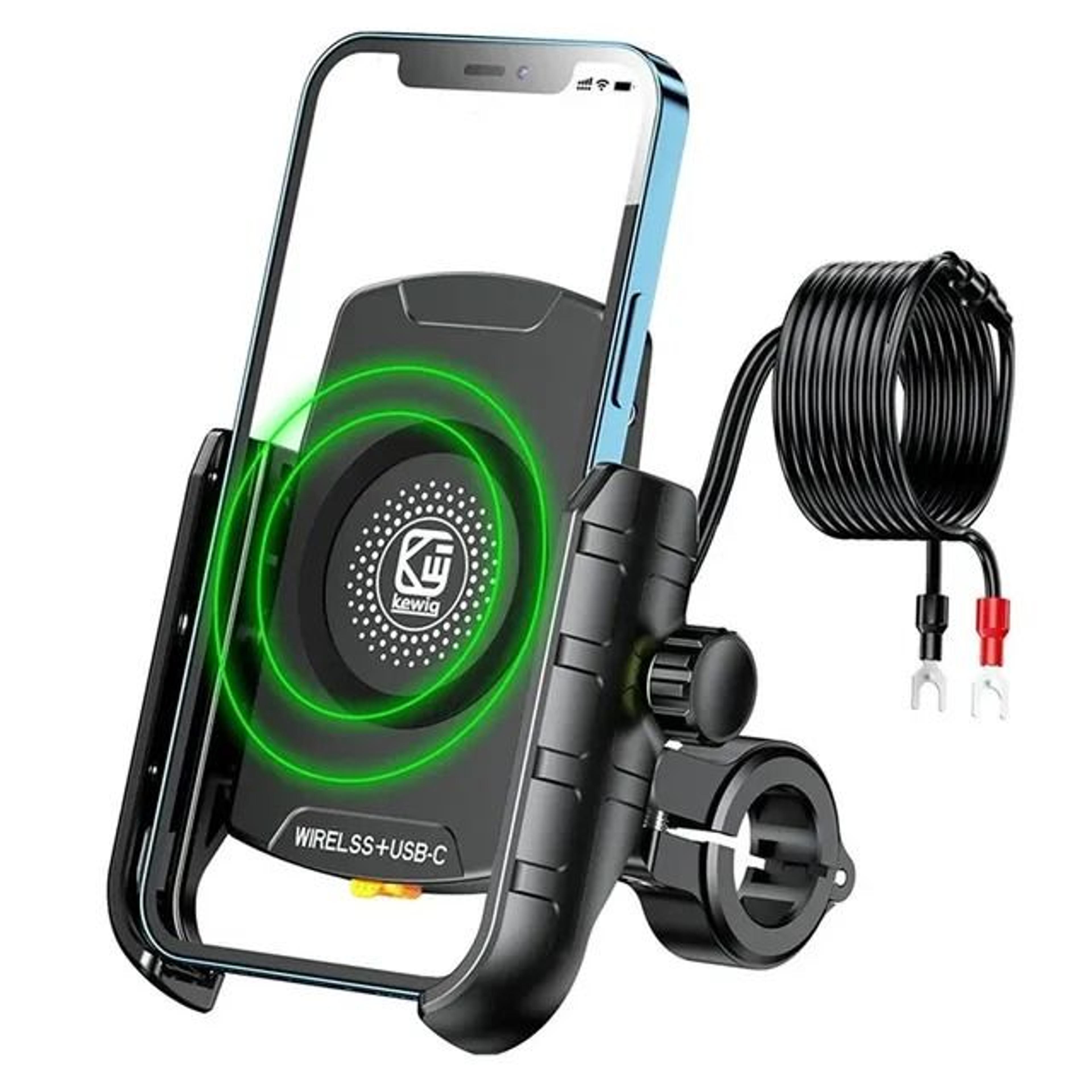 motorcycle phone holder wireless charger mirror mount fast charging cellphone stand