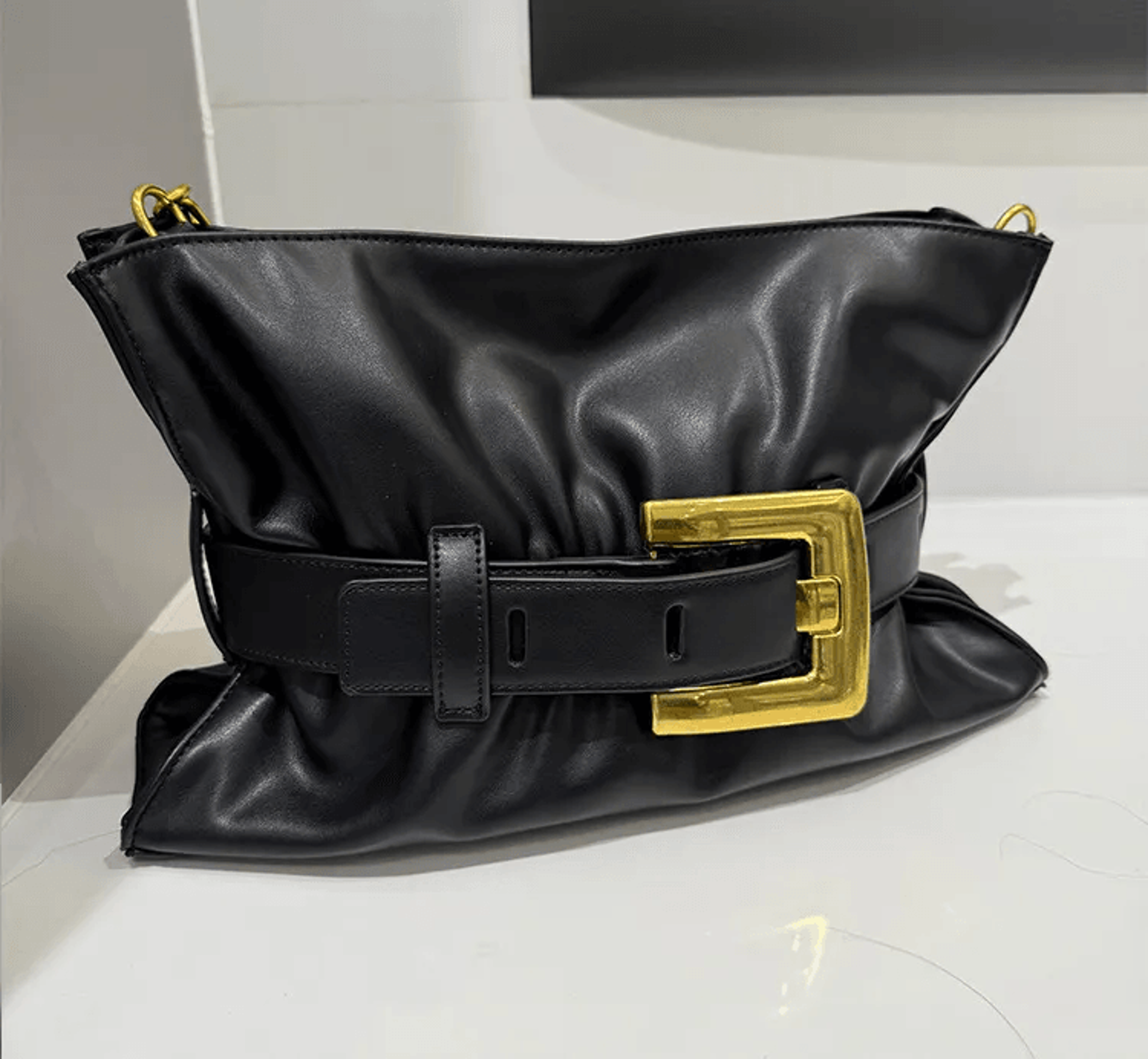 soft leather pleated cloud bag large tote with belt buckle crossbody handbag