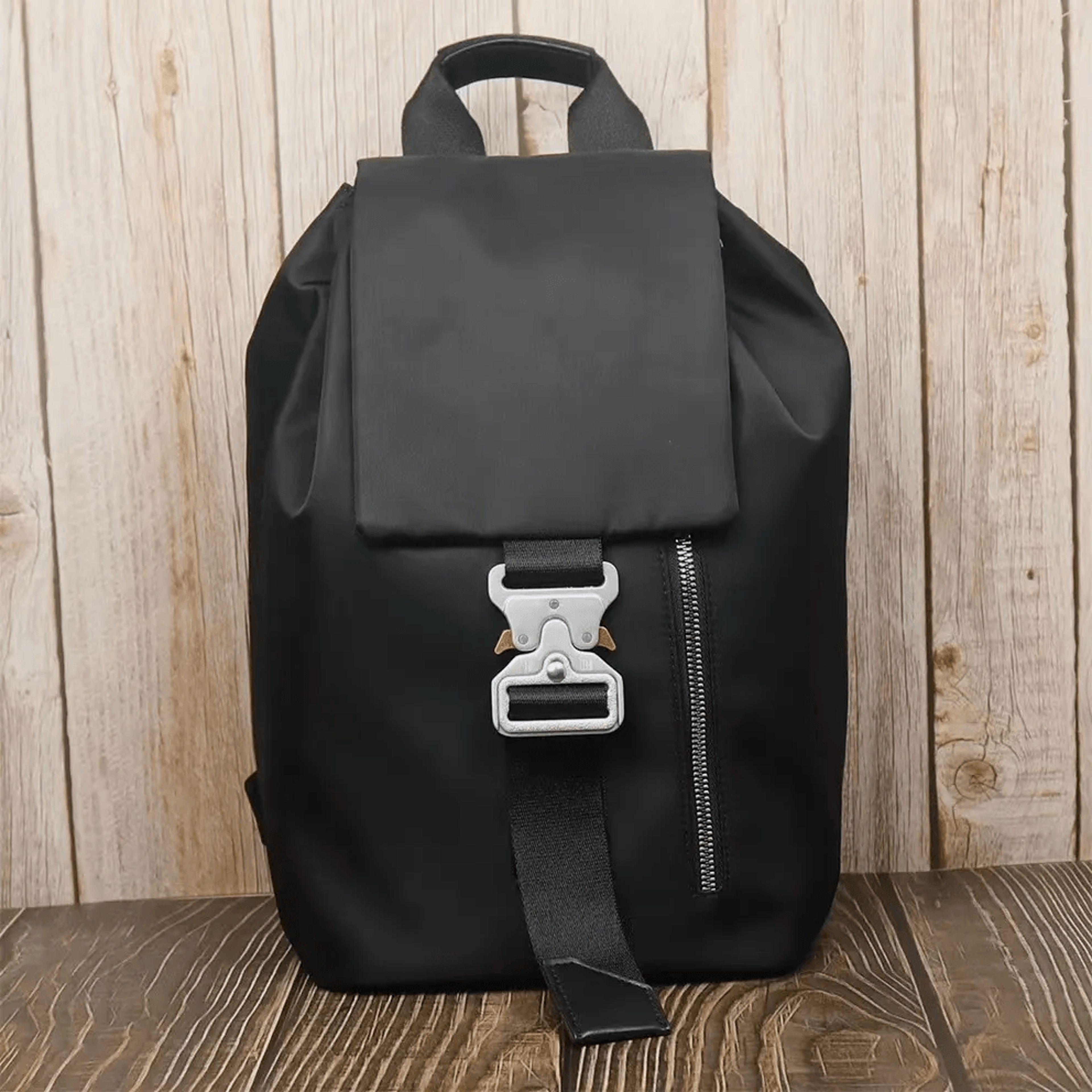 tank style nylon backpack with buckle closure unisex streetwear rucksack