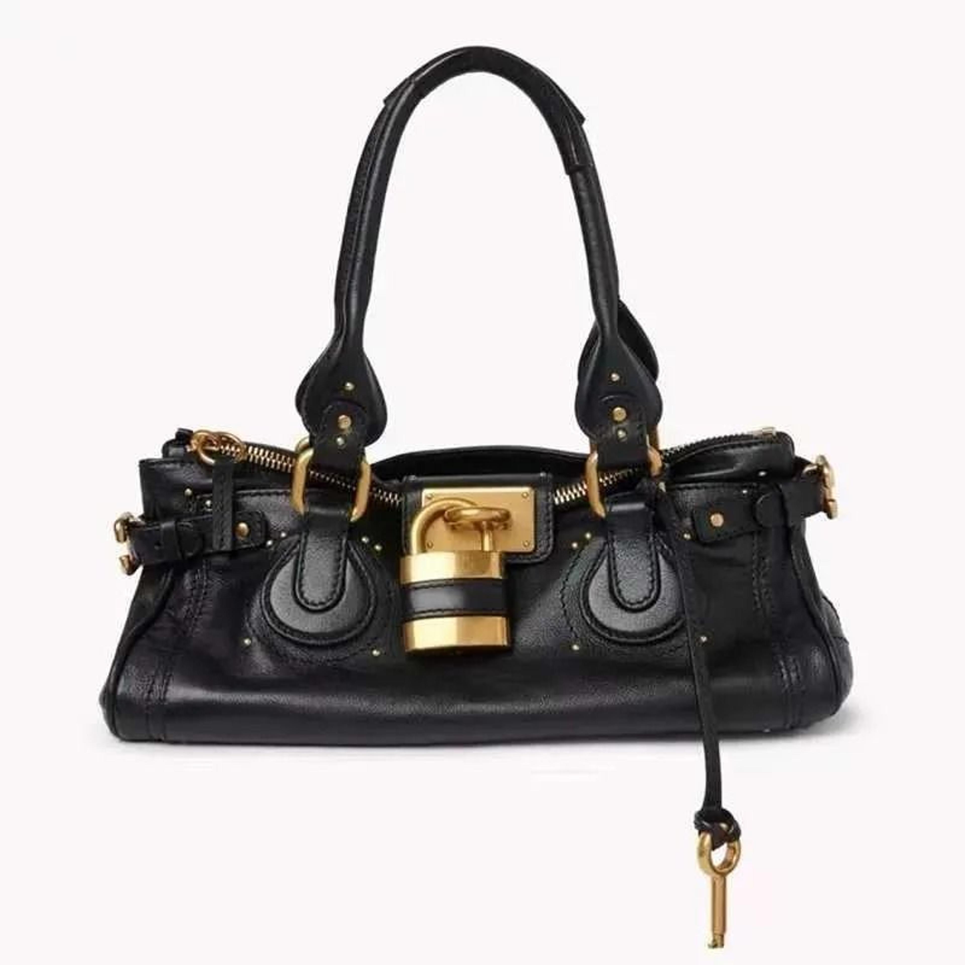 luxury top handle tote bag with golden lock for women