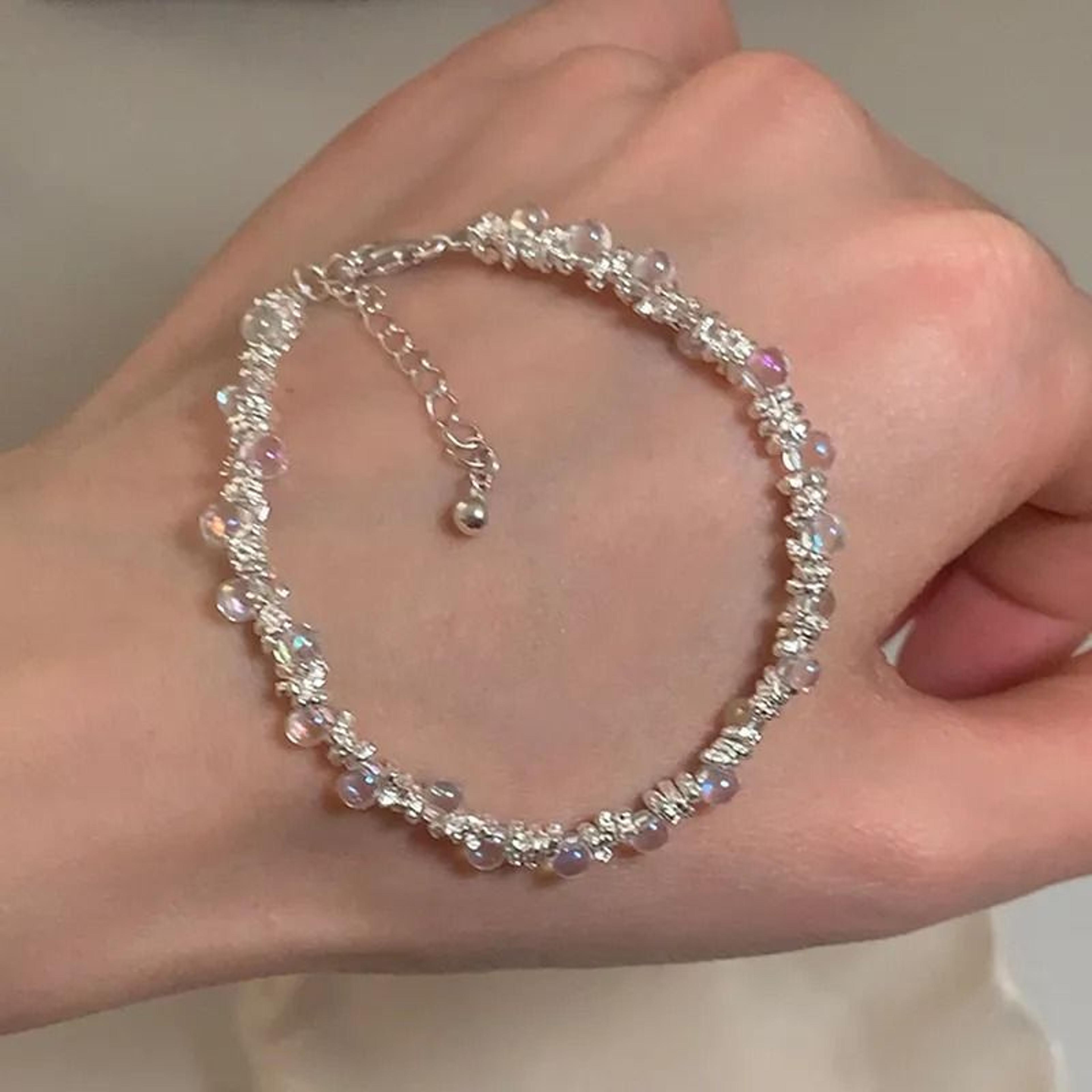 women light bulb beaded silver bracelet elegant fashion gift for her