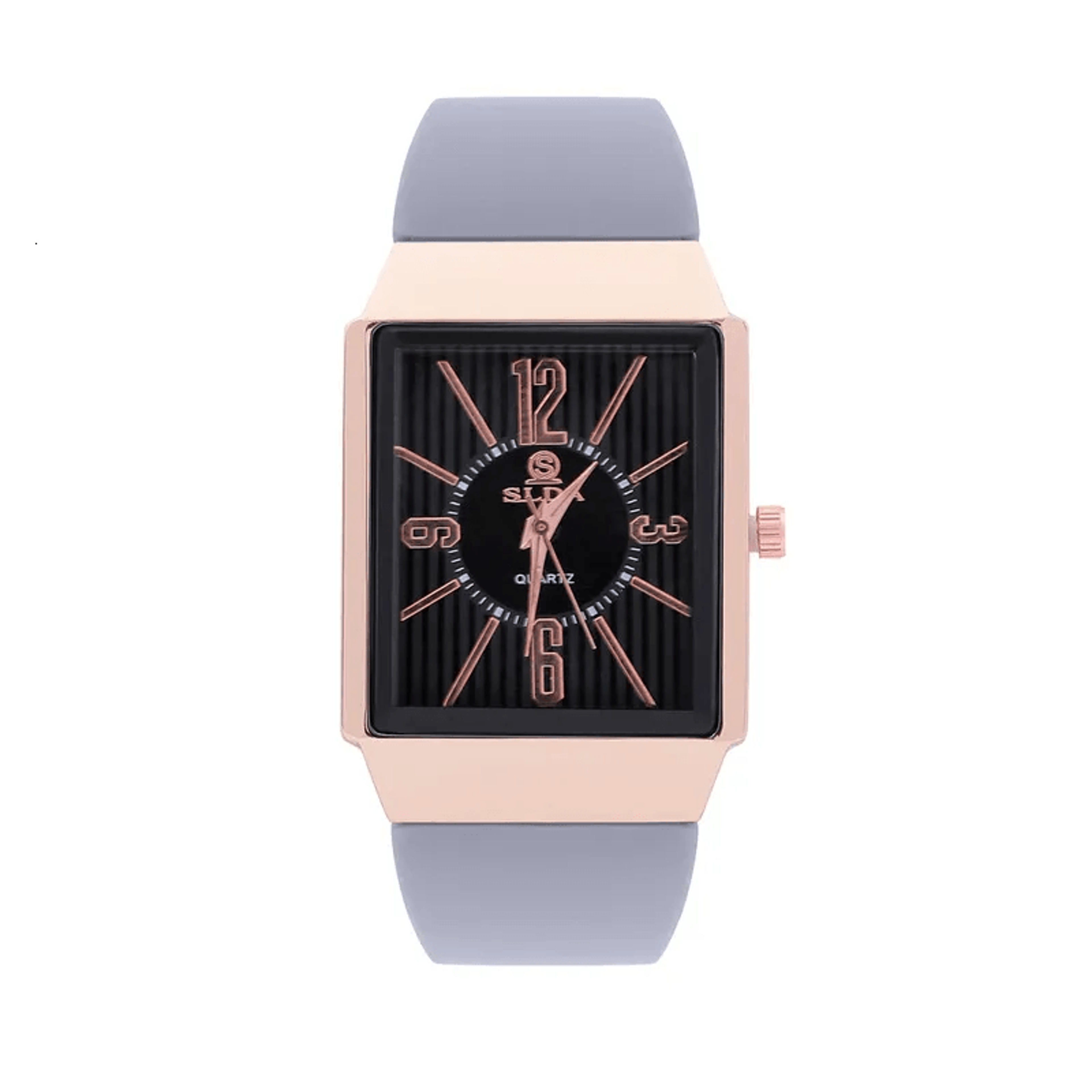 rectangular dial silicone strap quartz watch for men thin student fashion watch