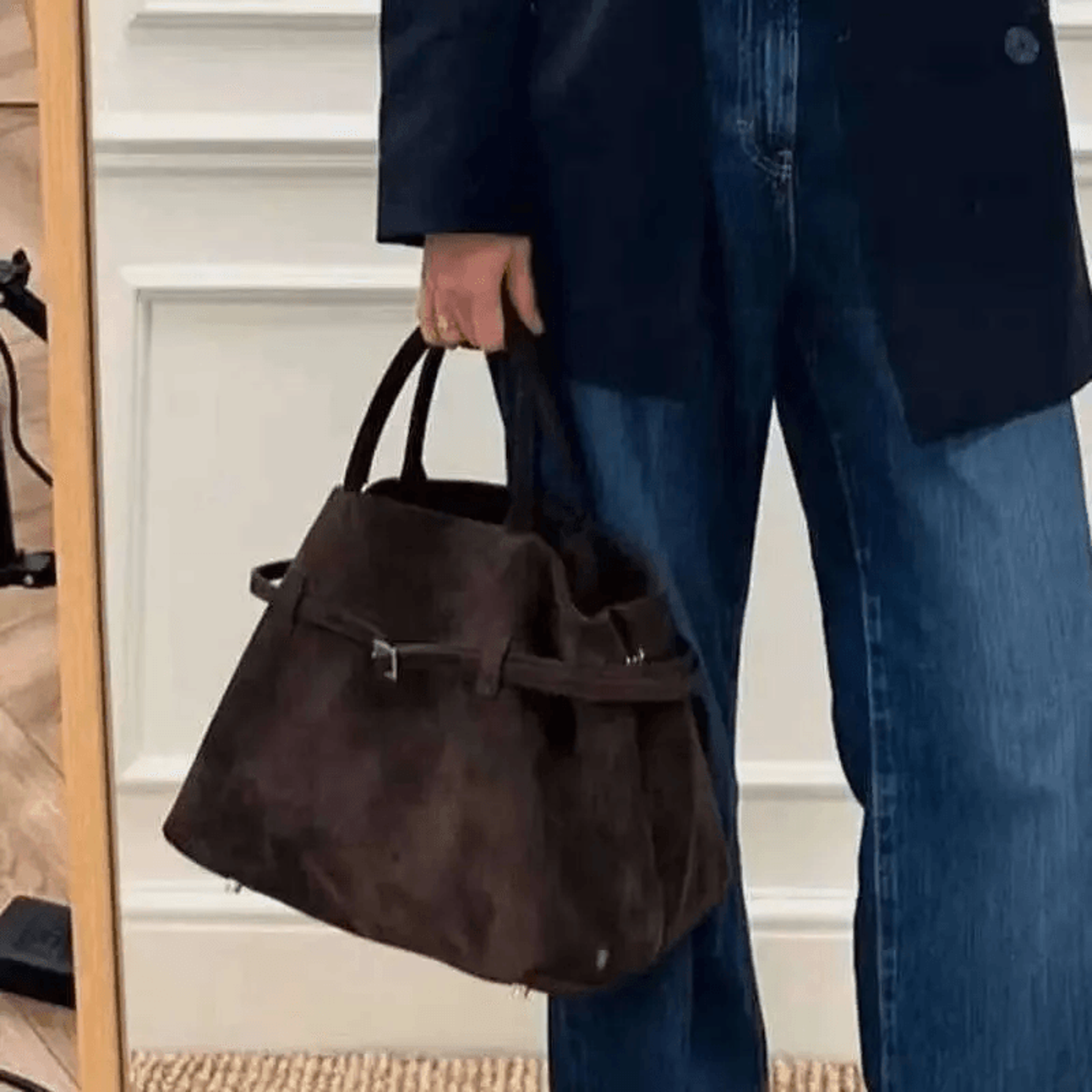 women vintage tote bag large capacity brown snap closure handbag