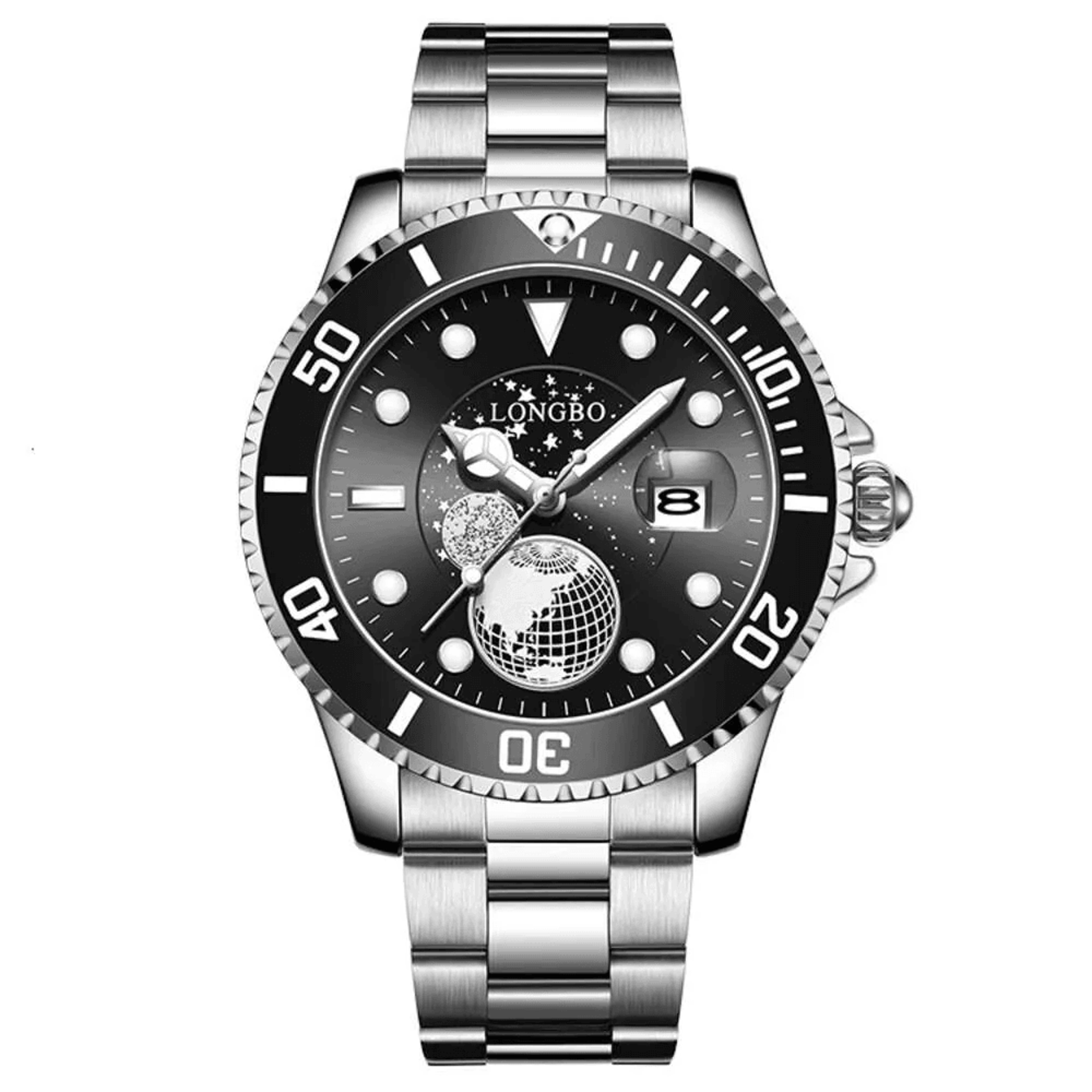steel band business sports watch for men quartz waterproof wristwatch
