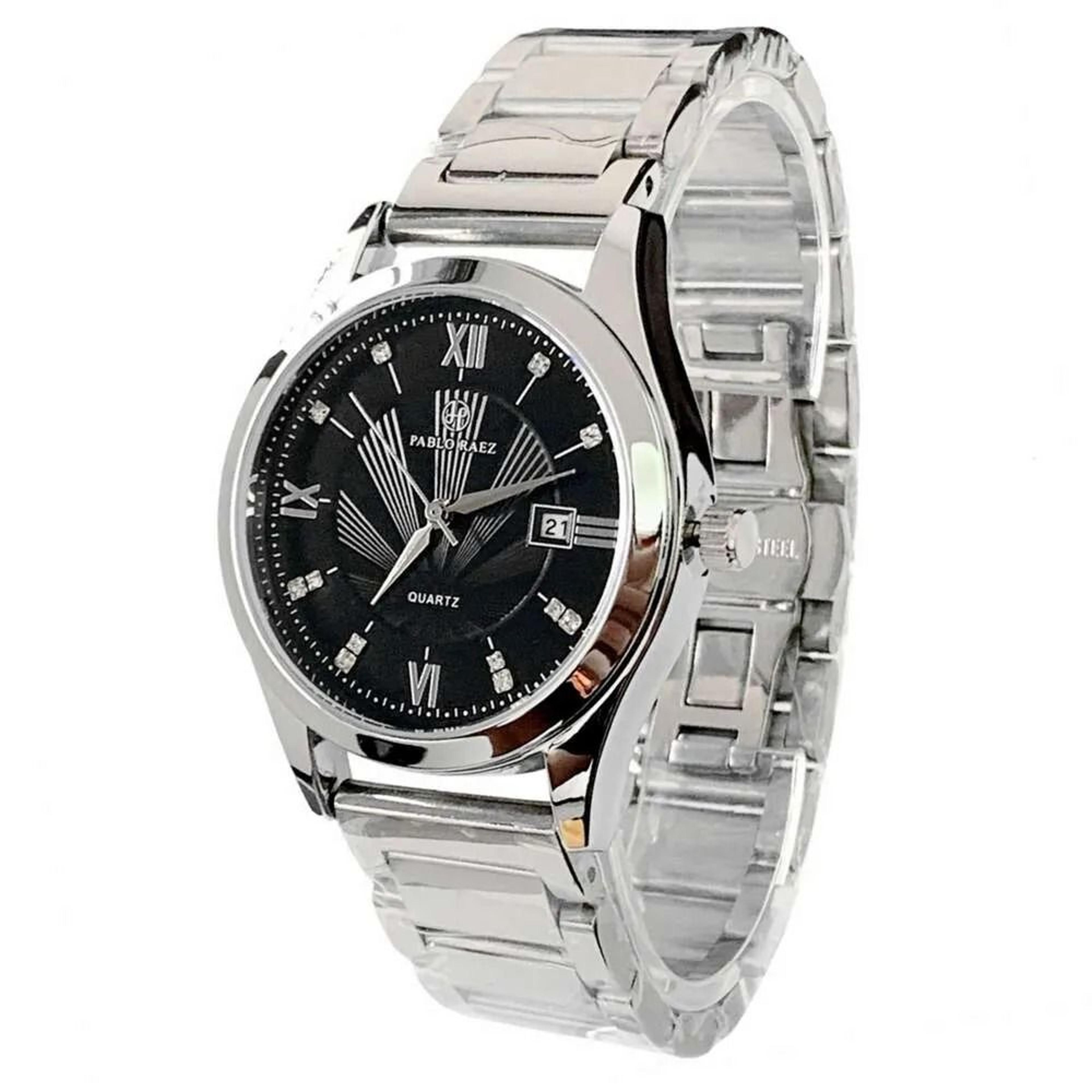 flag stainless steel quartz watch with calendar