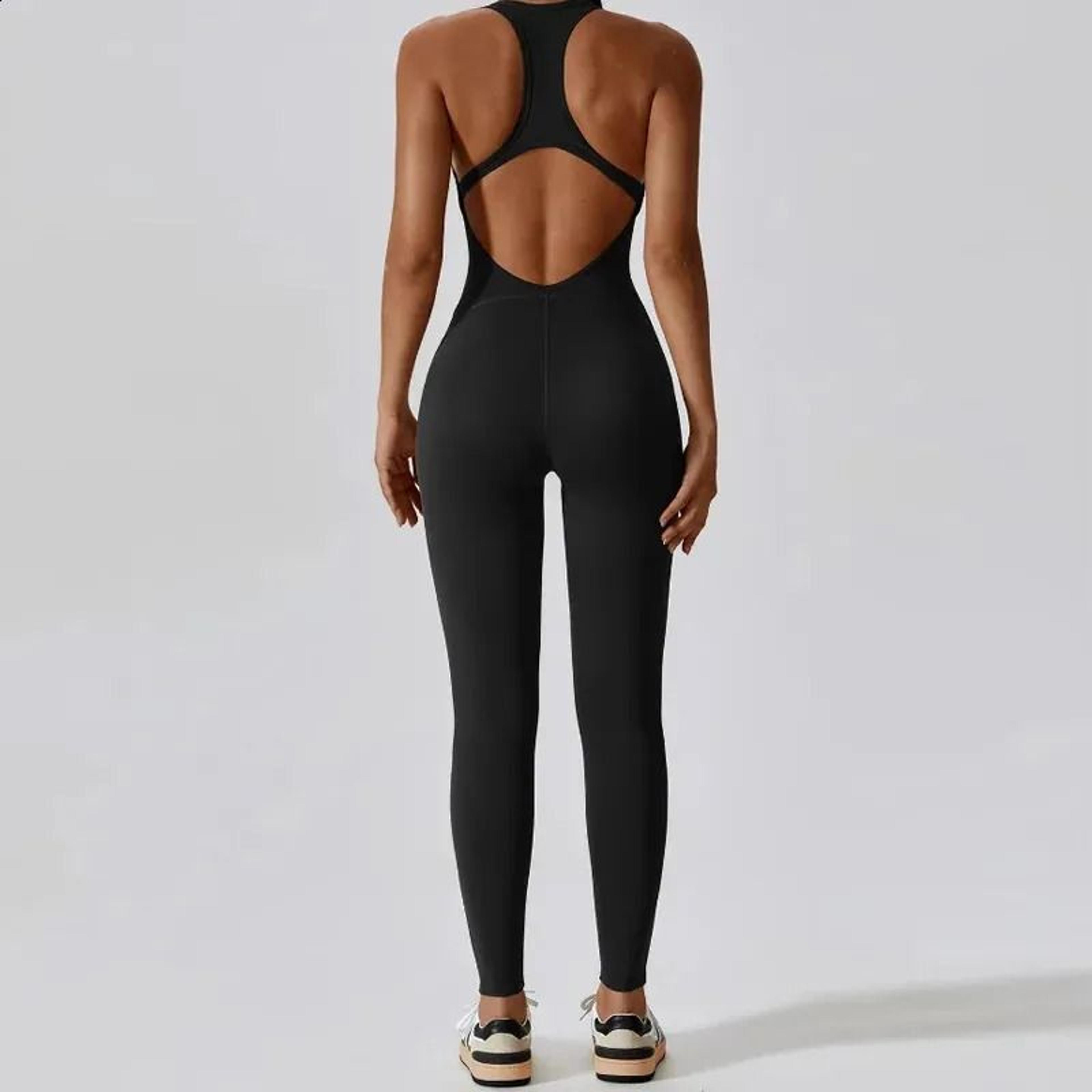backless spandex workout jumpsuit womens yoga bodysuit one piece fitness activewear