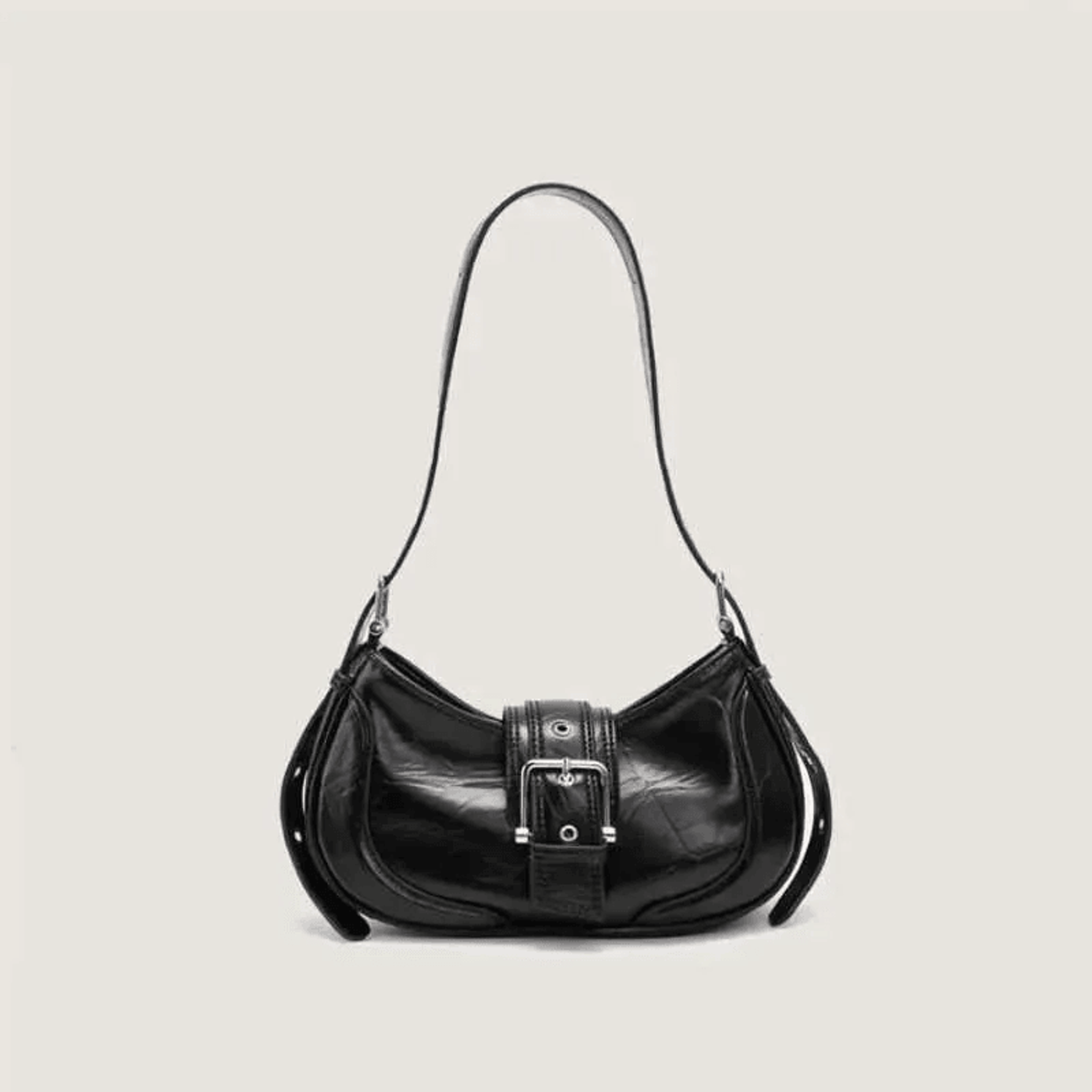 women black pu shoulder bag stylish arm bag wallet handbag