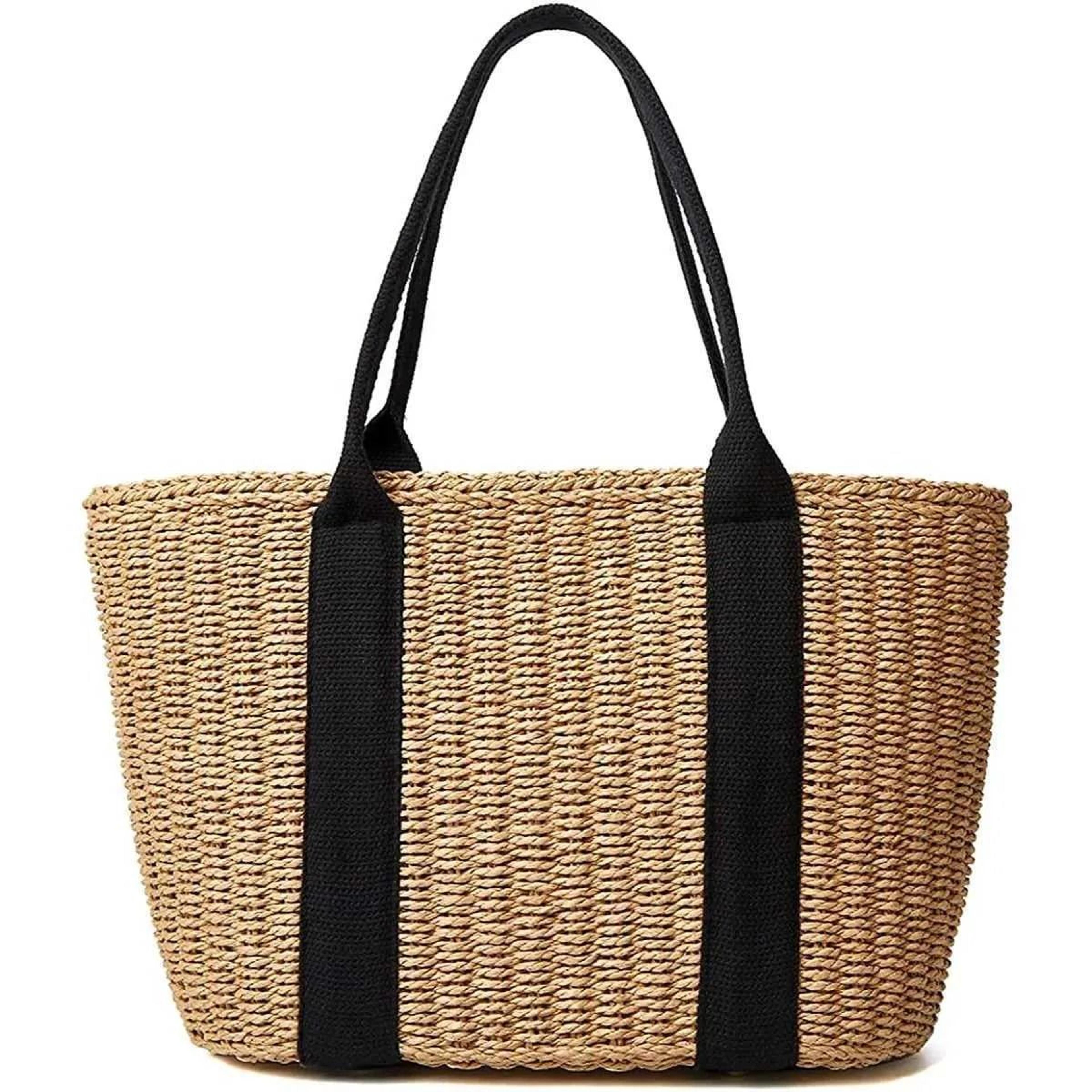 handmade straw rattan shoulder bag for women summer beach travel handbag