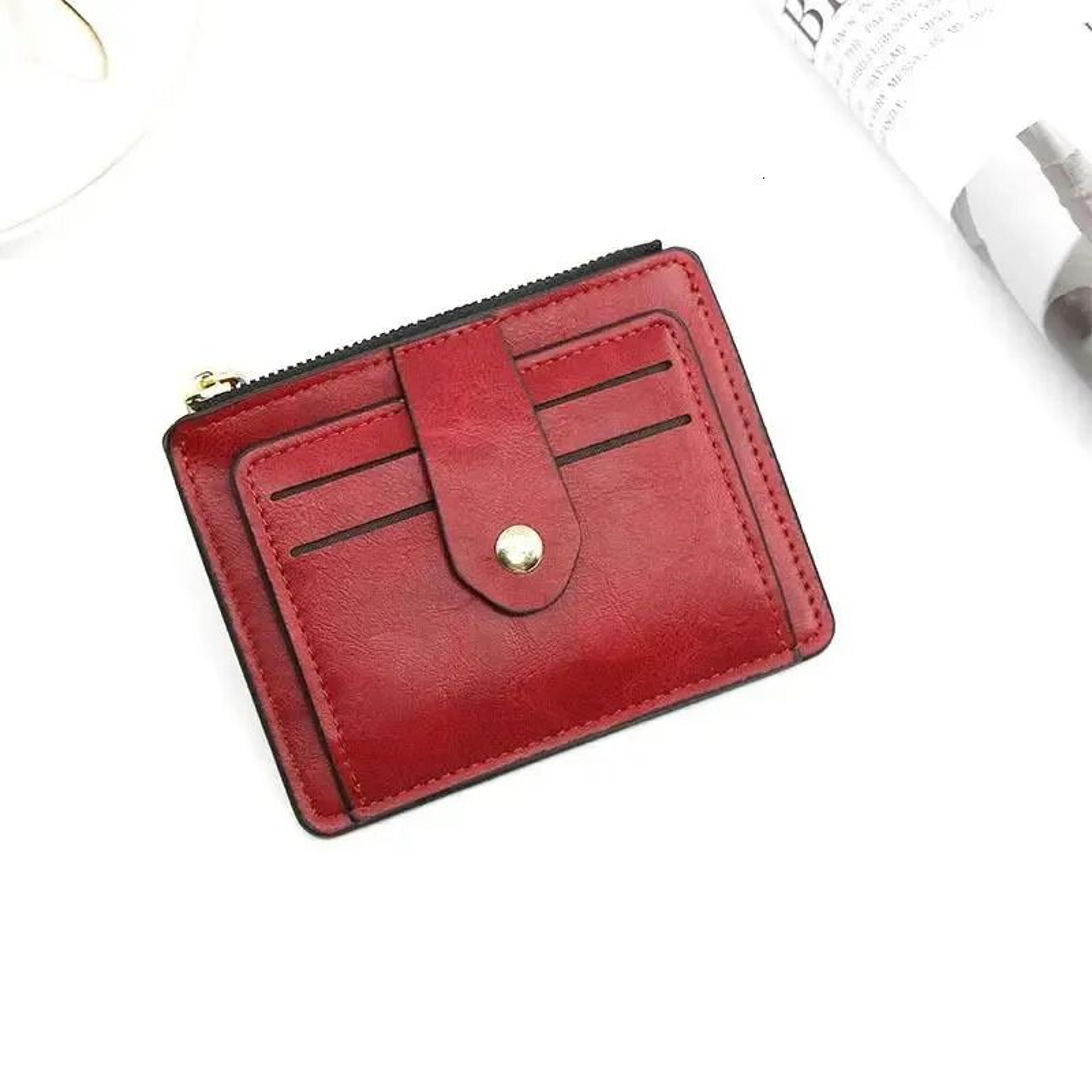 slim leather wallet with coin pocket card holder for men and women