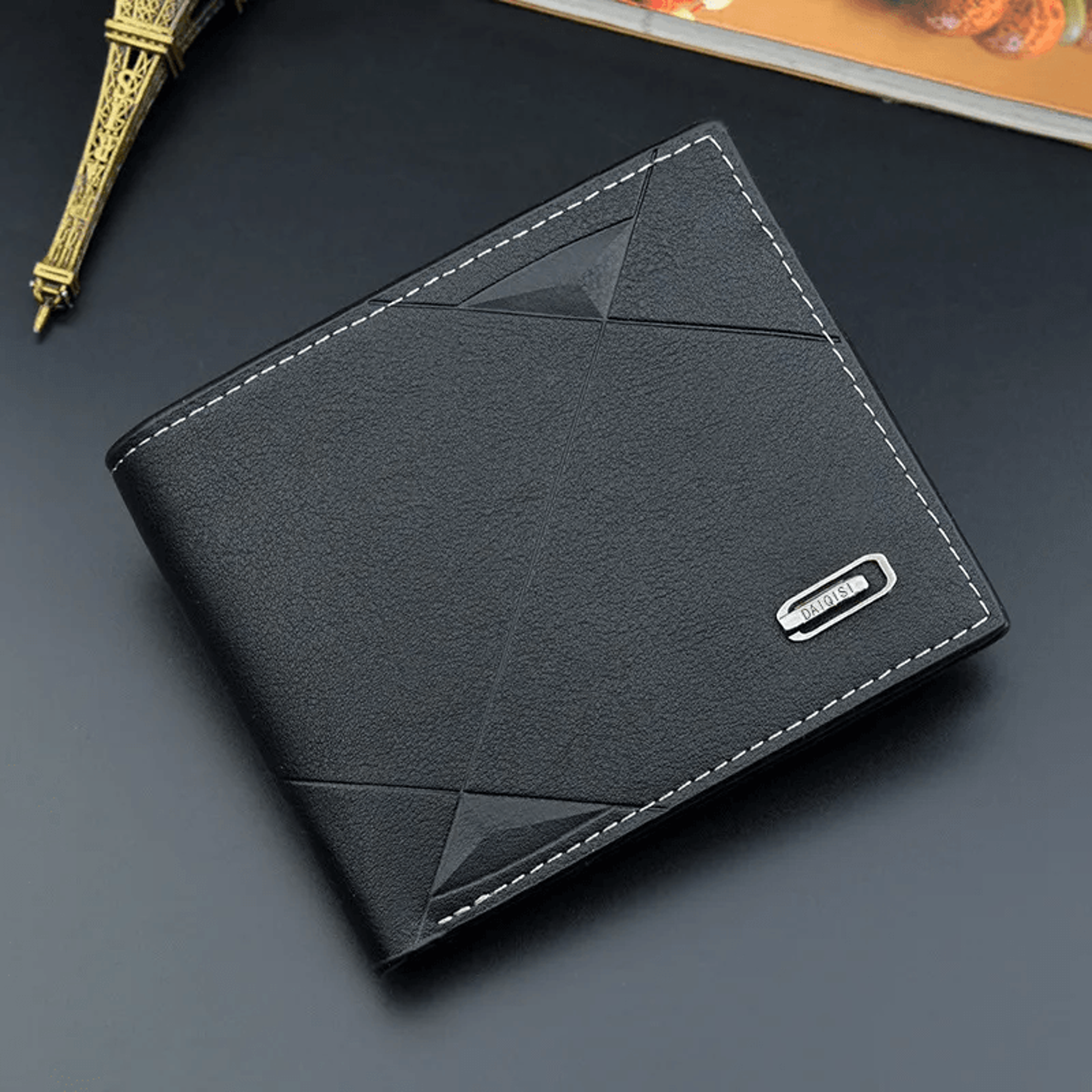 designer leather three fold wallet slim horizontal card holder