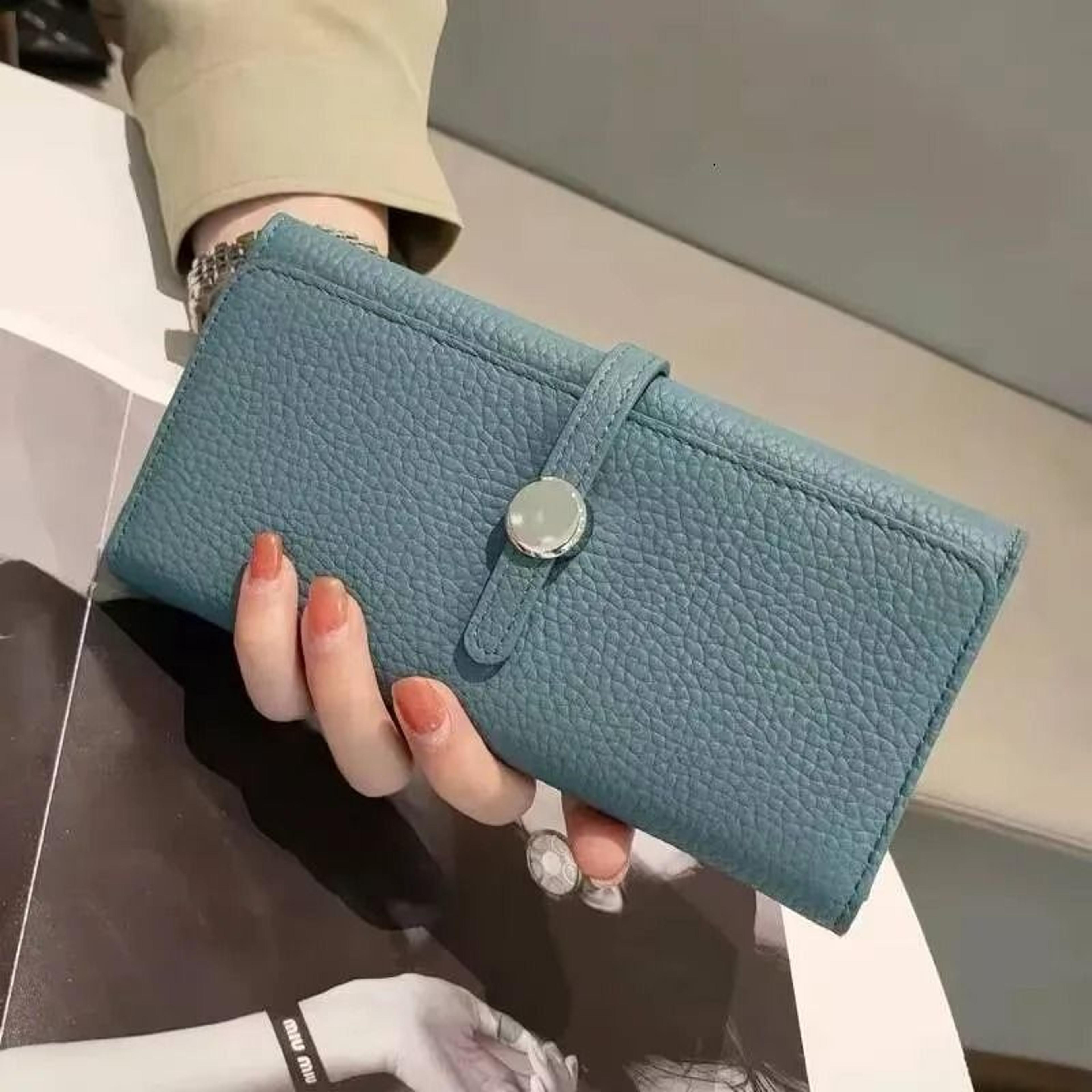 genuine leather women long wallet clutch card holder with zipper coin pocket