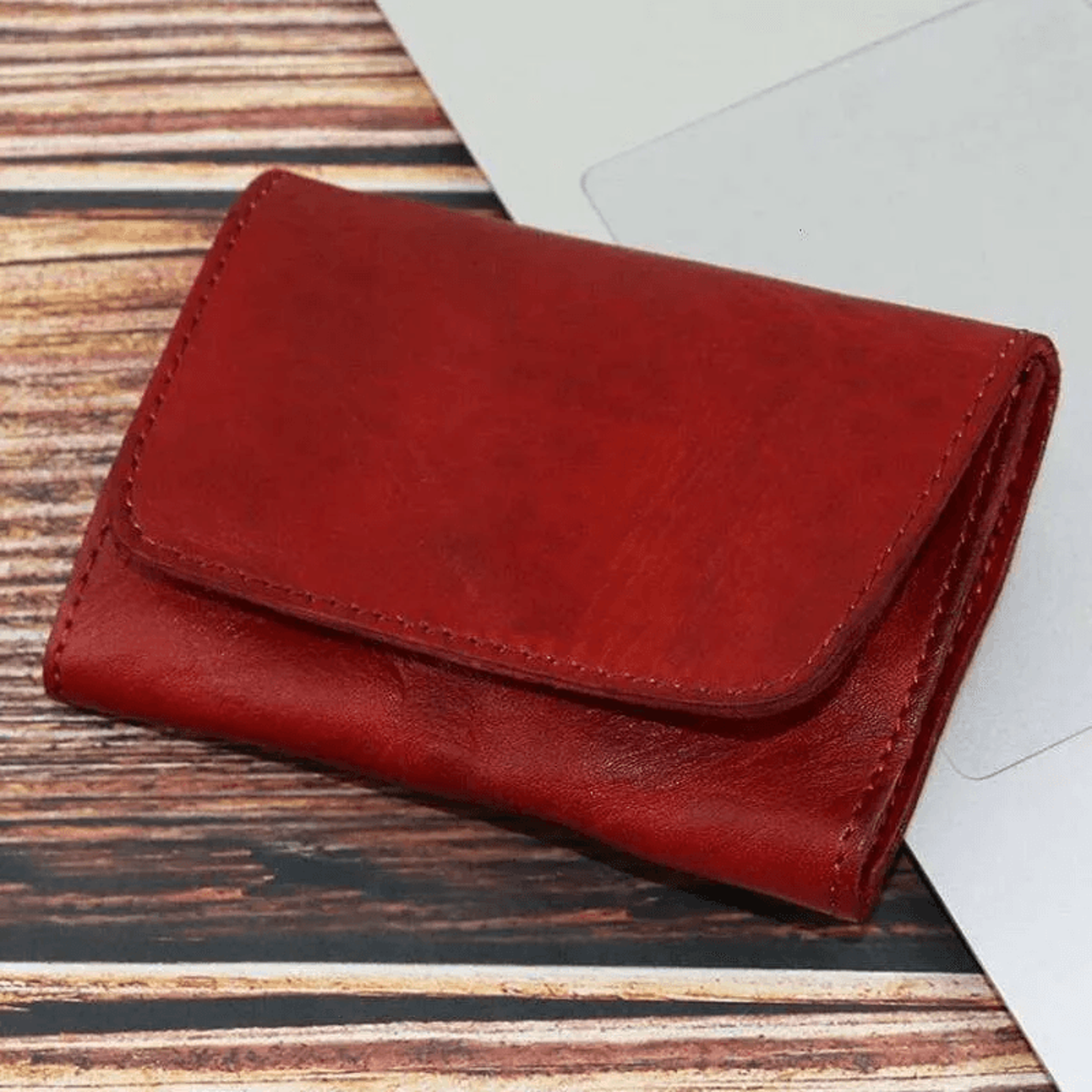 vintage cowhide wallet compact leather card holder coin purse for men and women