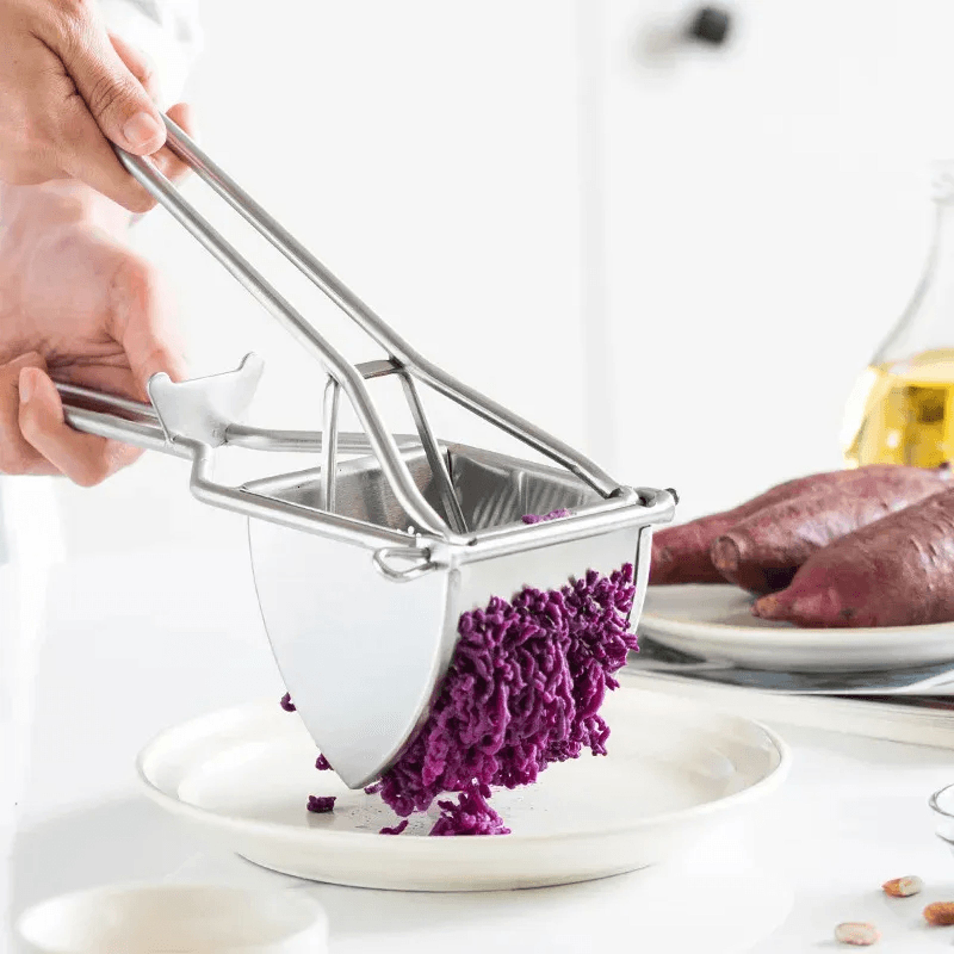 stainless steel potato ricer masher for fruits vegetables and baby food