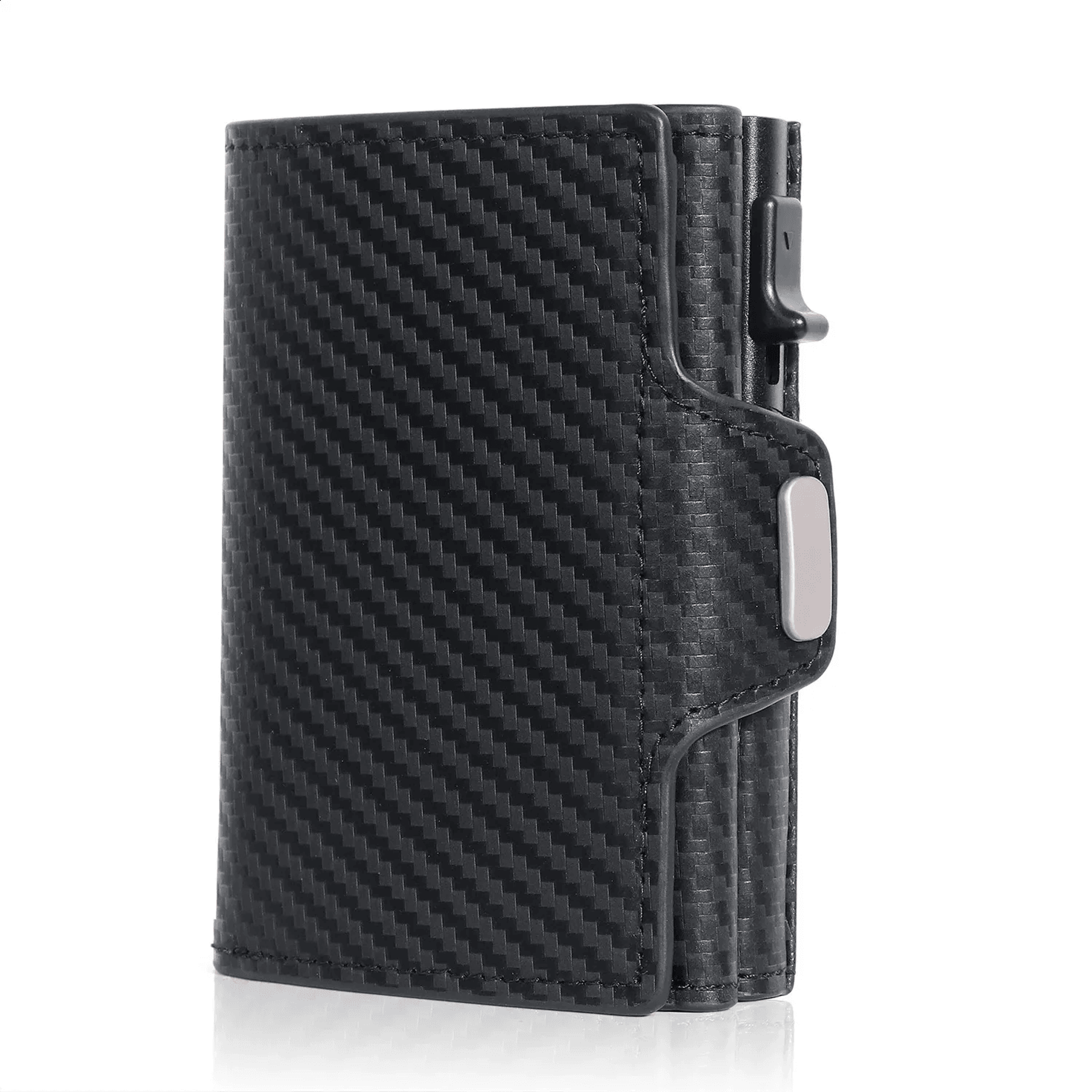 brown rfid leather card wallet with zipper pocket