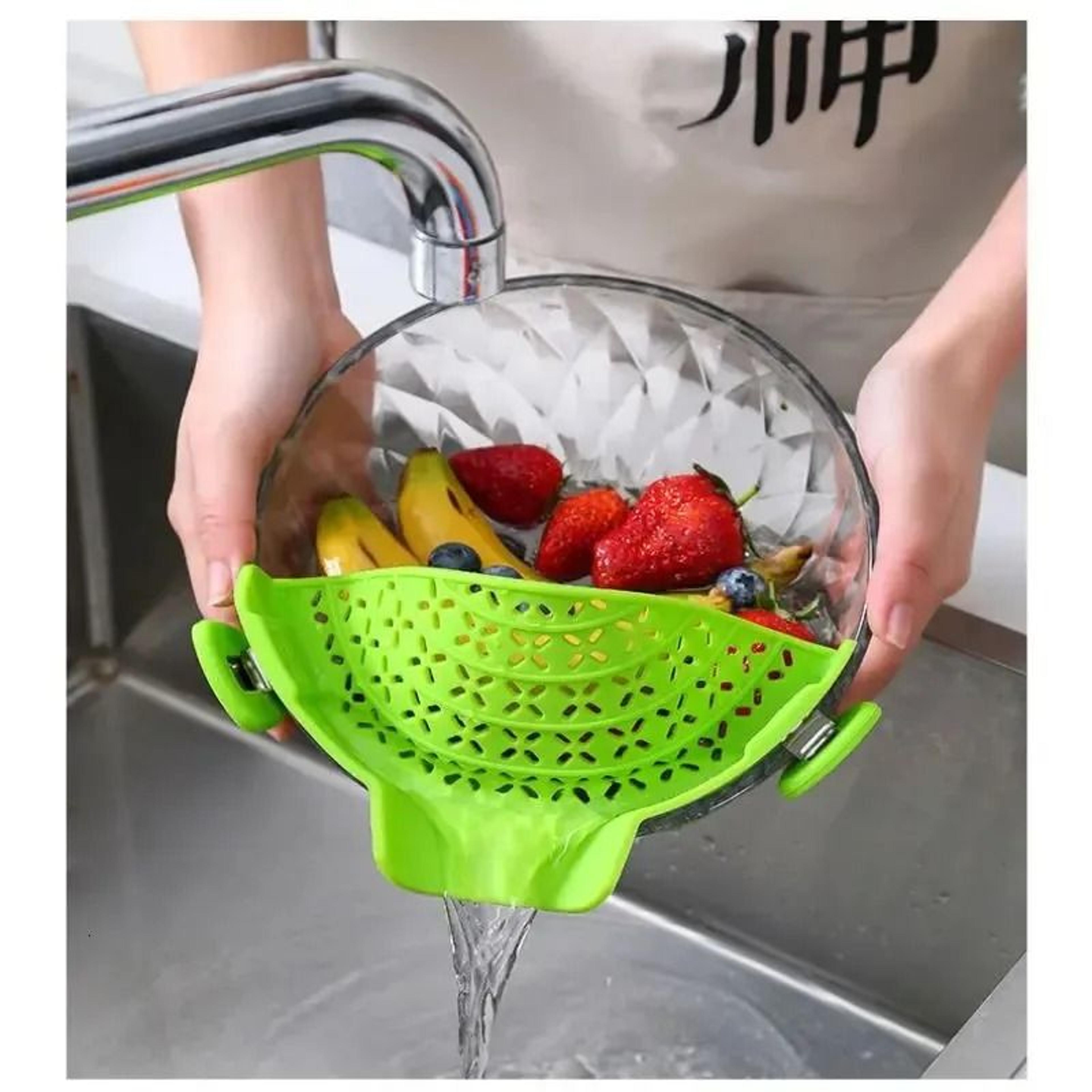 food grade silicone clip on pot strainer for pasta and rice