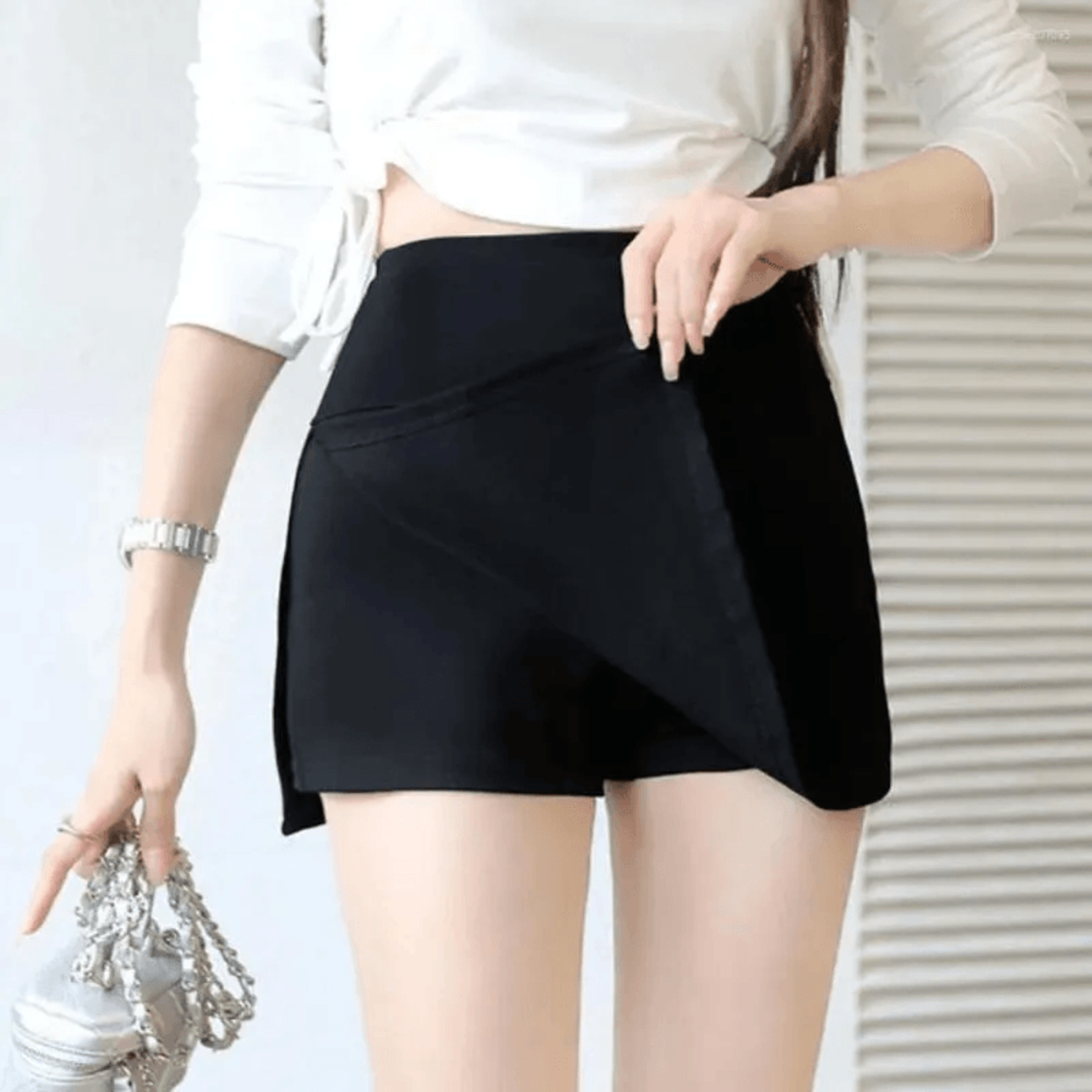 side slit a line culottes skirt shorts with safety shorts