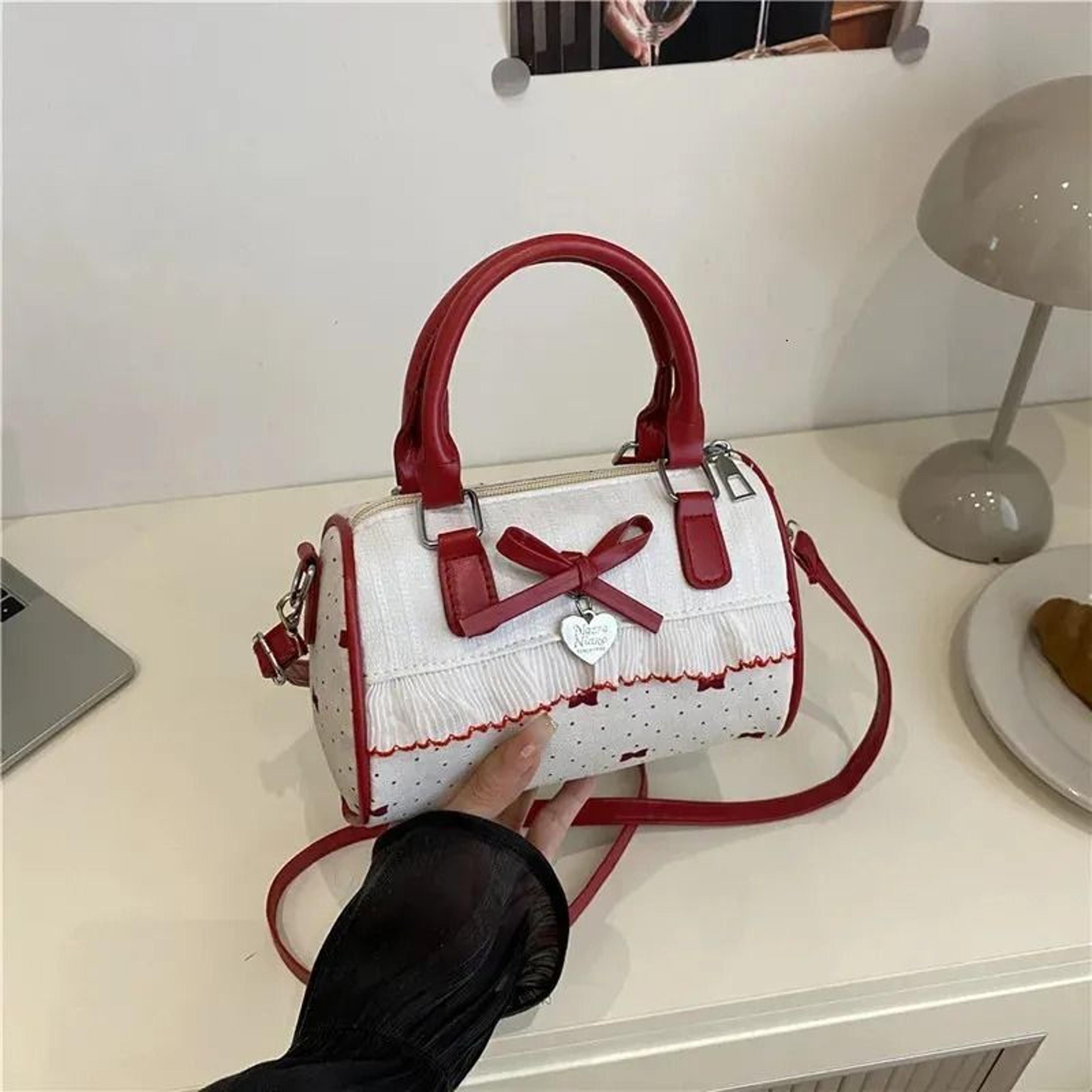 polka dot bow crossbody bag retro shoulder handbag