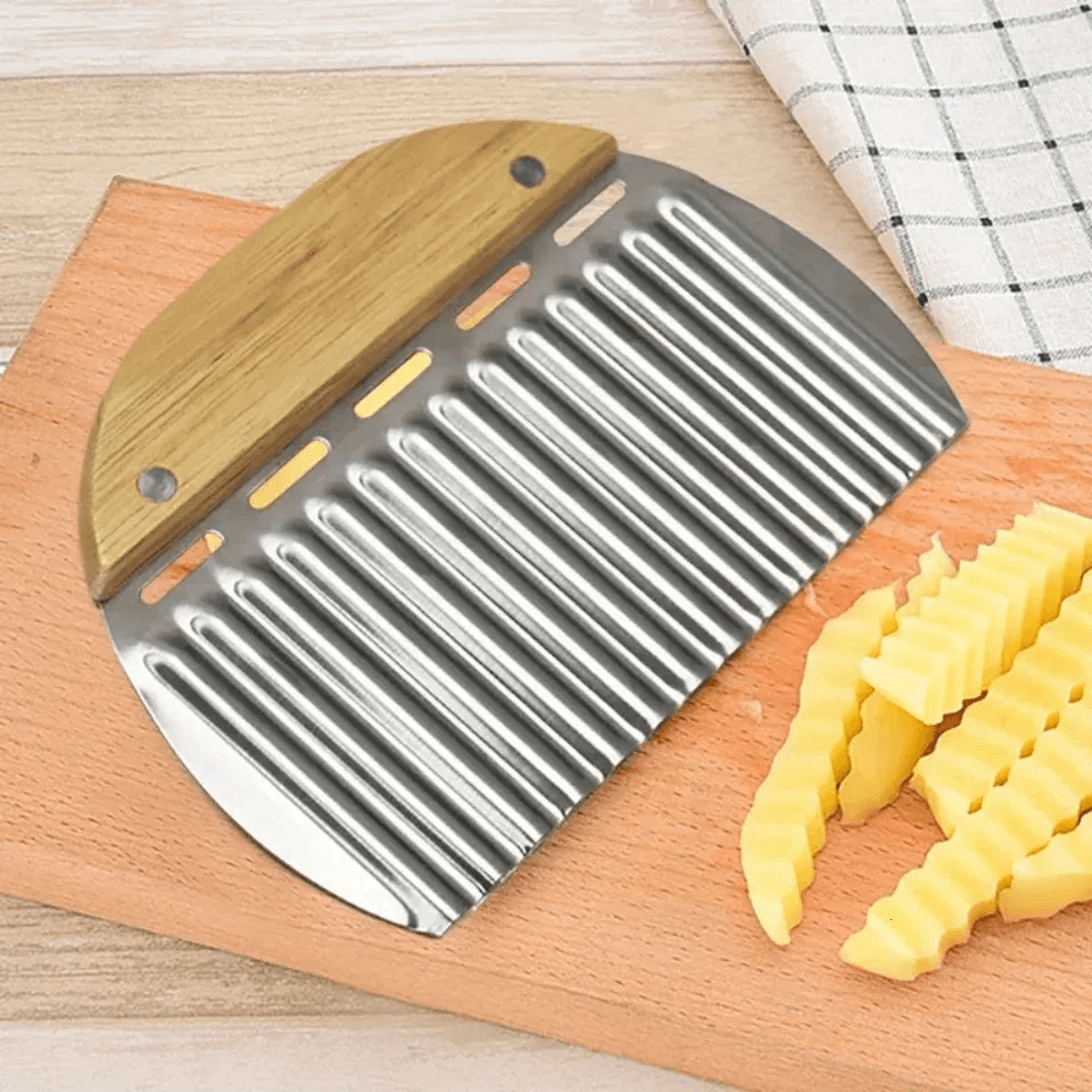 stainless steel french fry cutter crinkle potato slicer