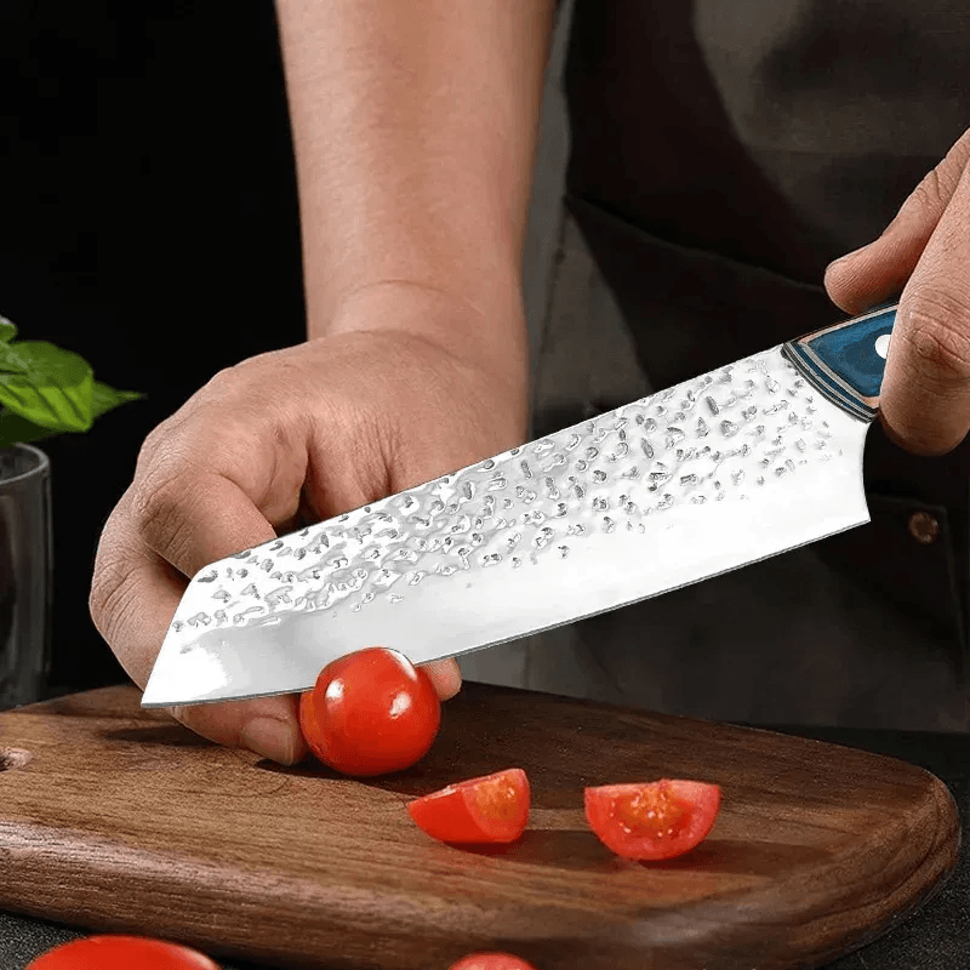 forged boning butcher knife with wood handle for meat and bbq