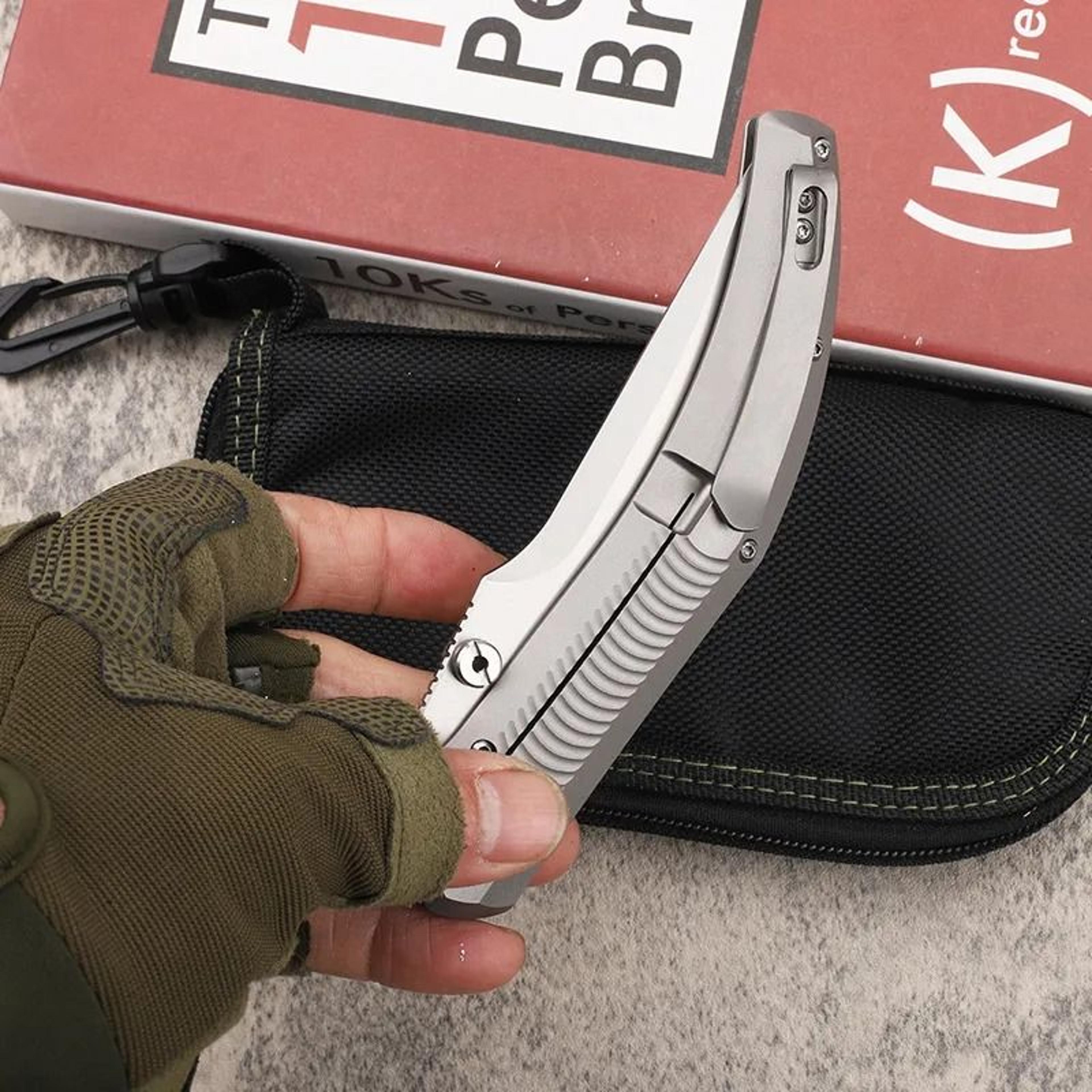 titanium folding knife edc pocket knife handle