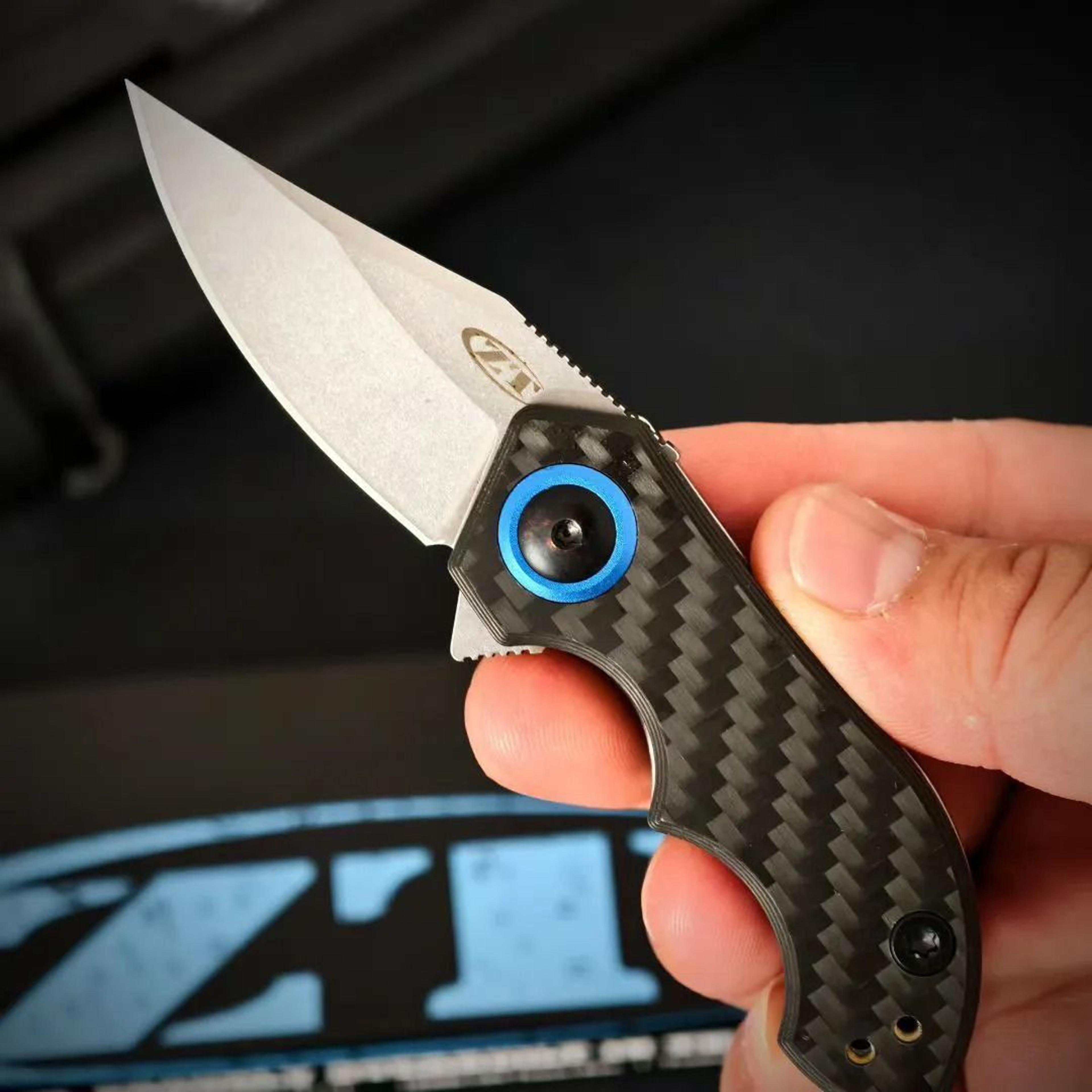 mini cpm flipper knife carbon fiber titanium handle