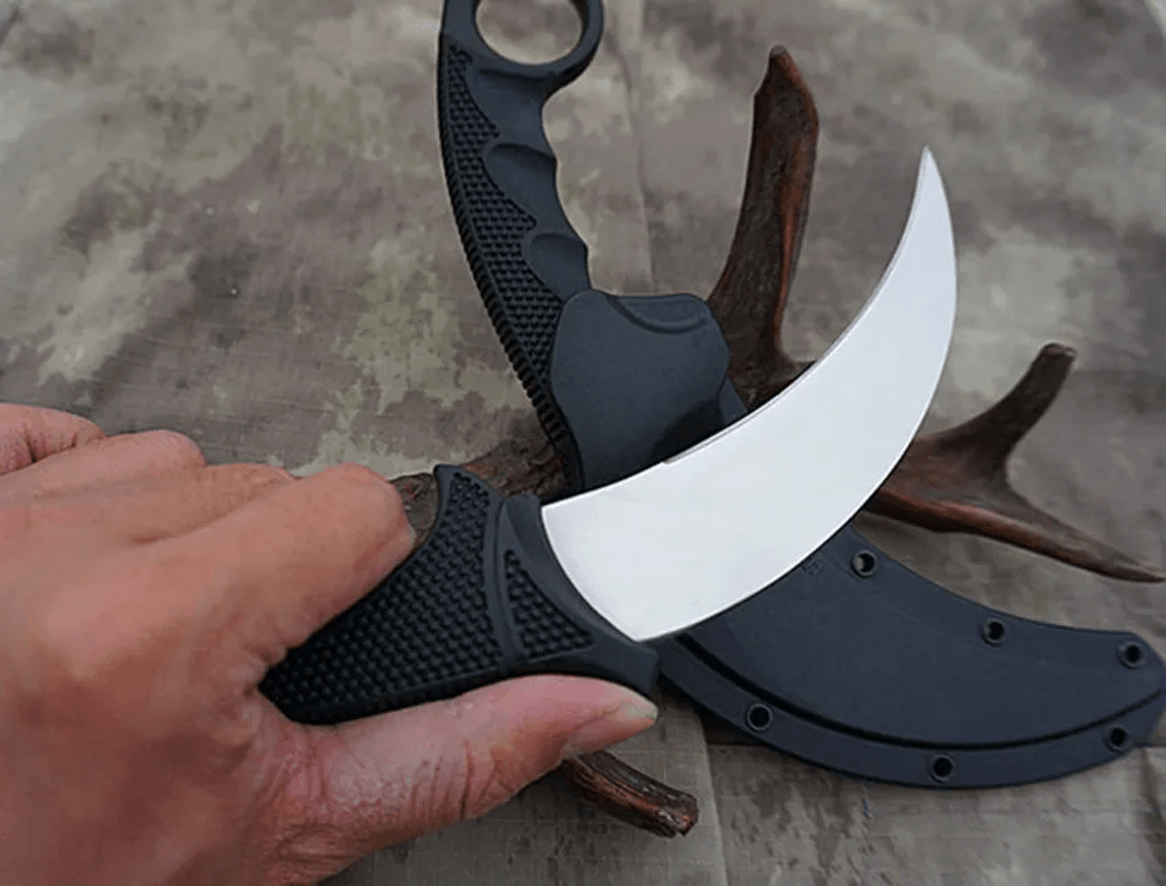 tiger fixed blade karambit steel camping edc knife with kydex sheath