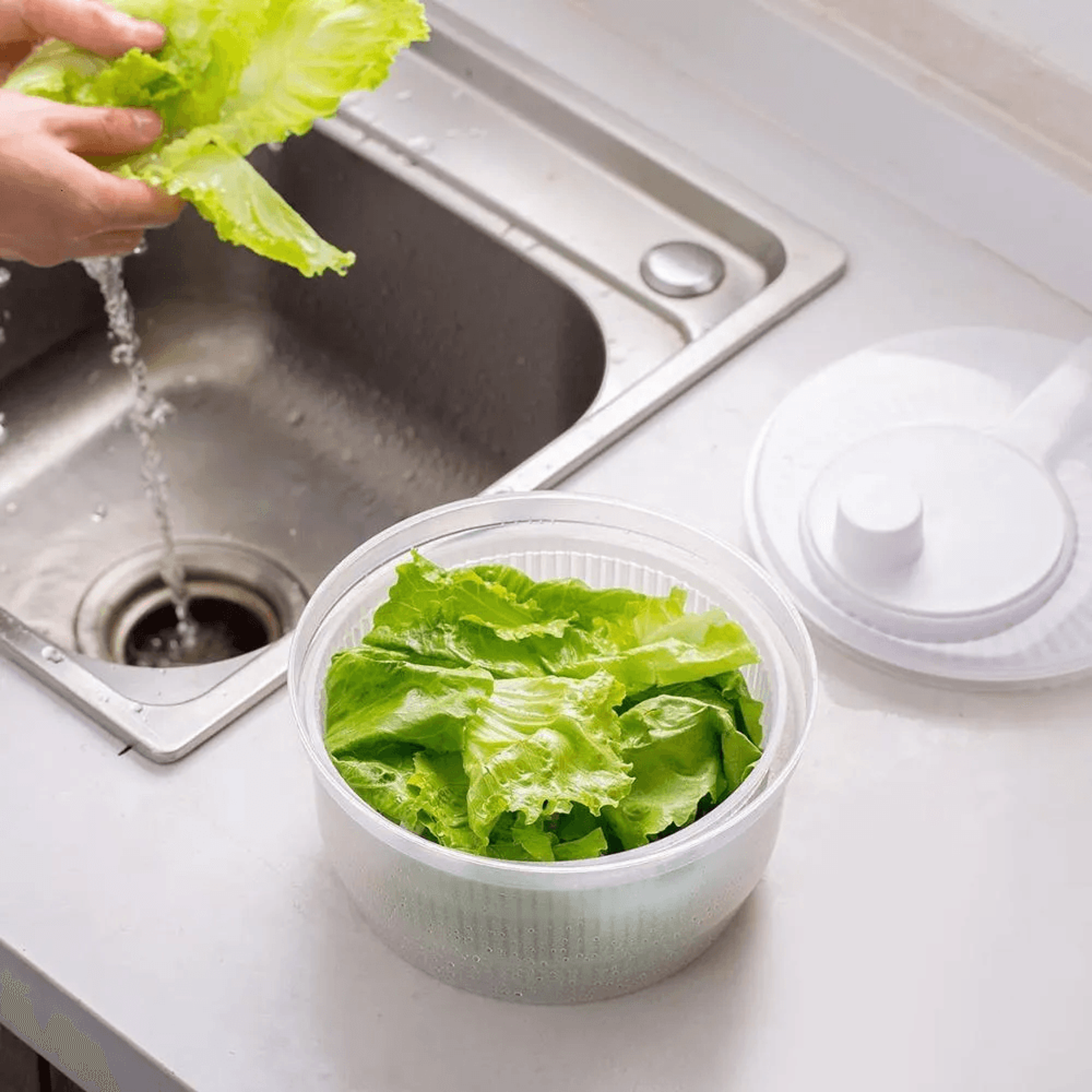 manual salad spinner vegetable washer fruit dryer basket kitchen tool