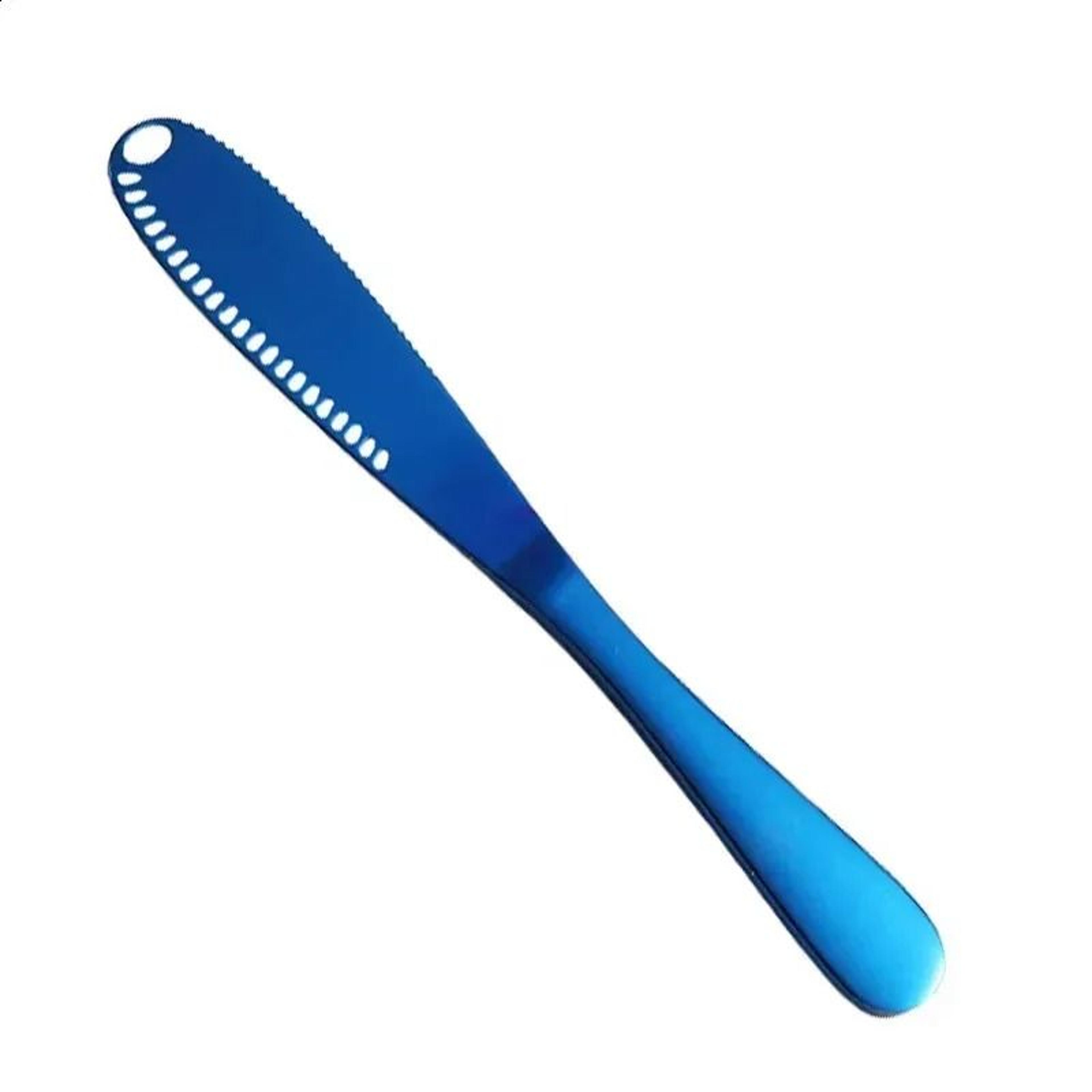 stainless steel butter spreader knife with cheese cutter and curling holes