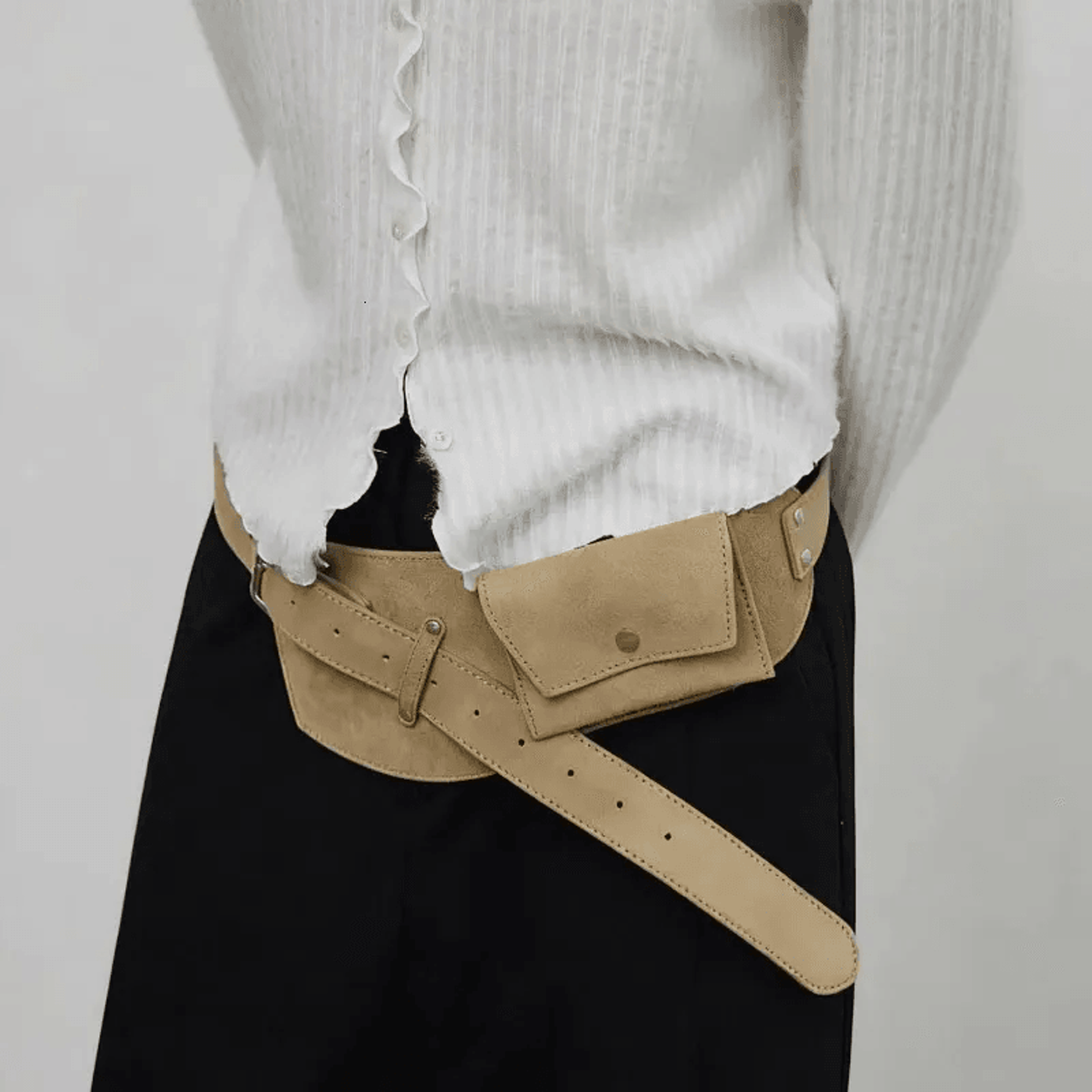 vintage waist bag for women korean streetwear wide belt bag