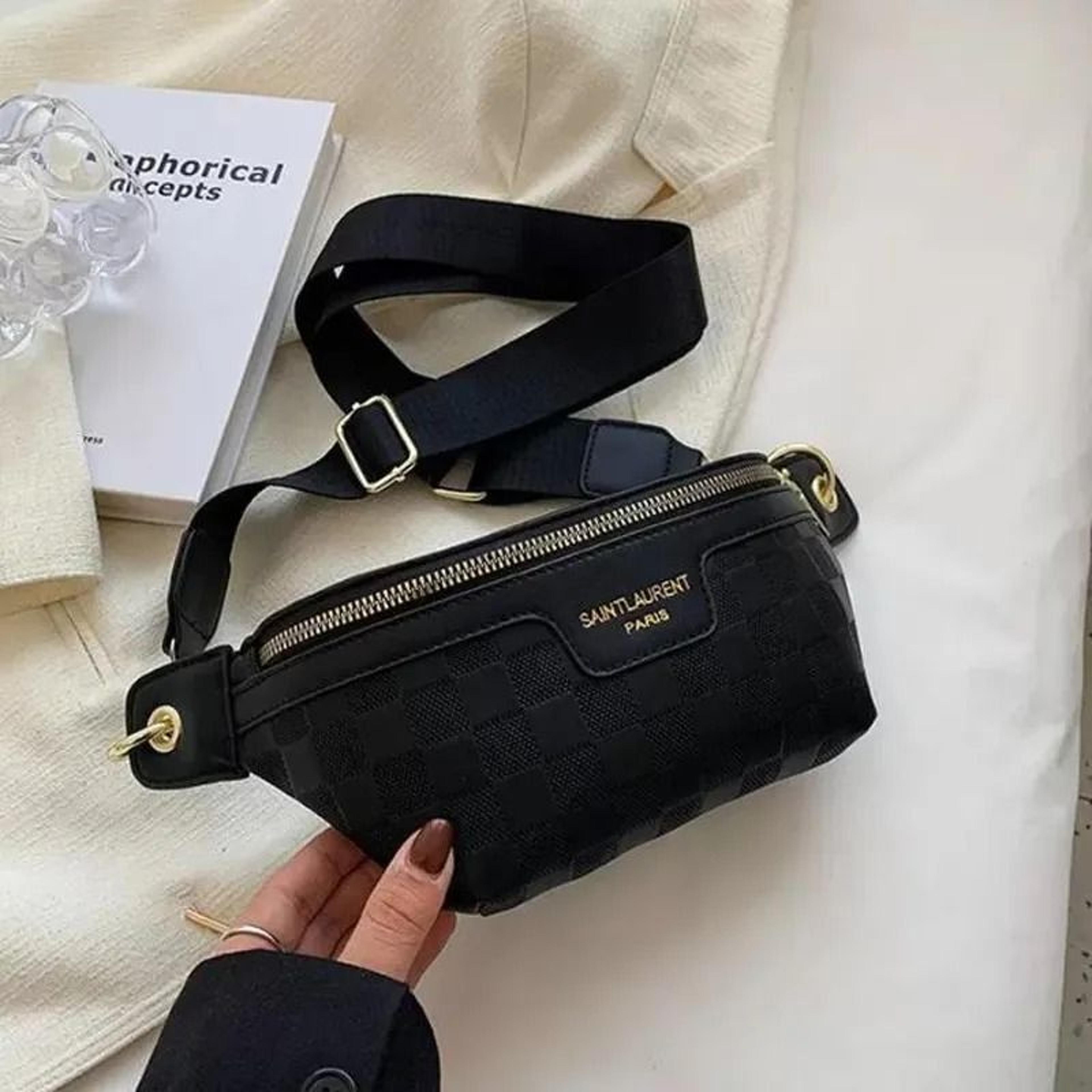 women pu leather waist bag wide strap crossbody fanny pack