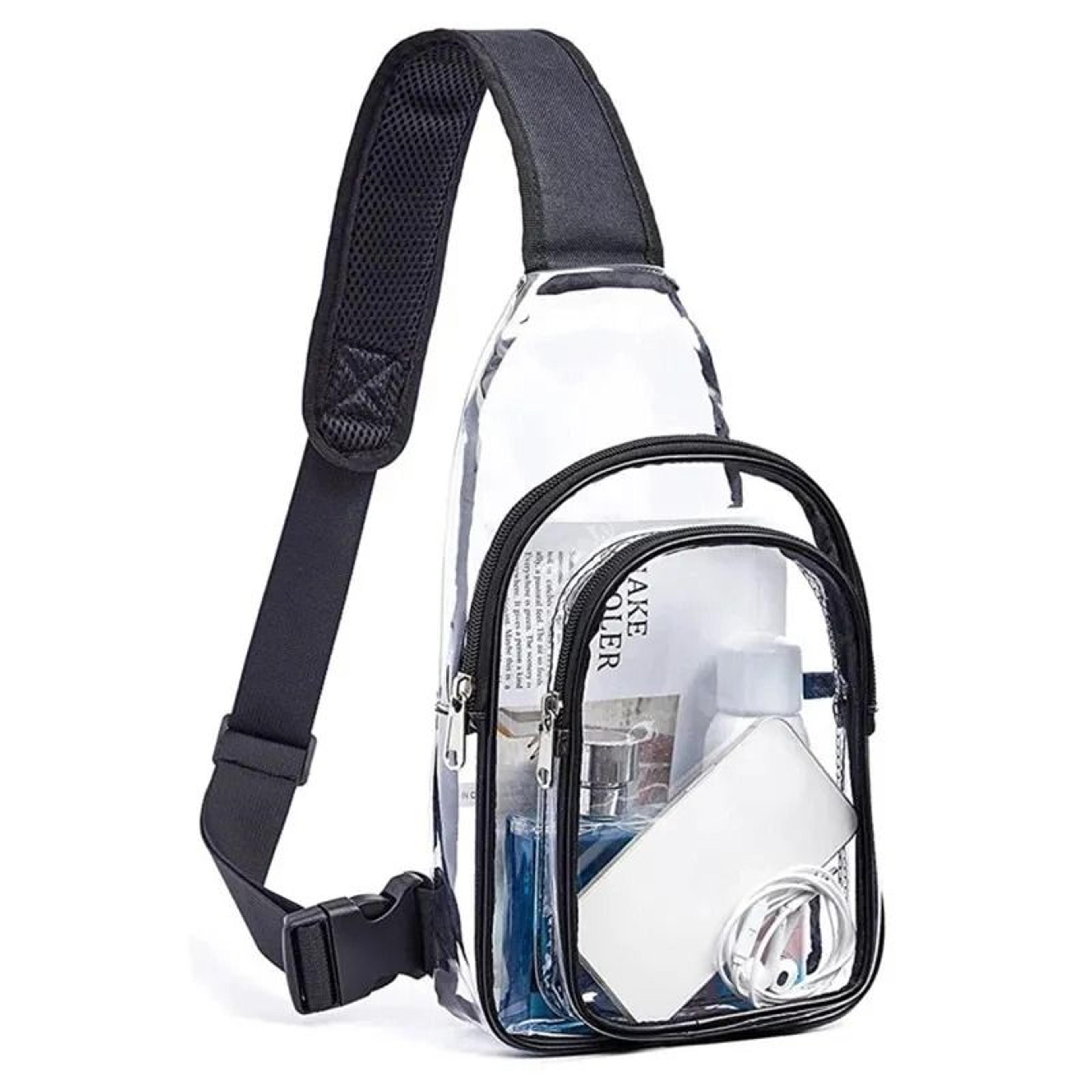 clear pvc crossbody bag large capacity transparent shoulder chest bag for travel and events