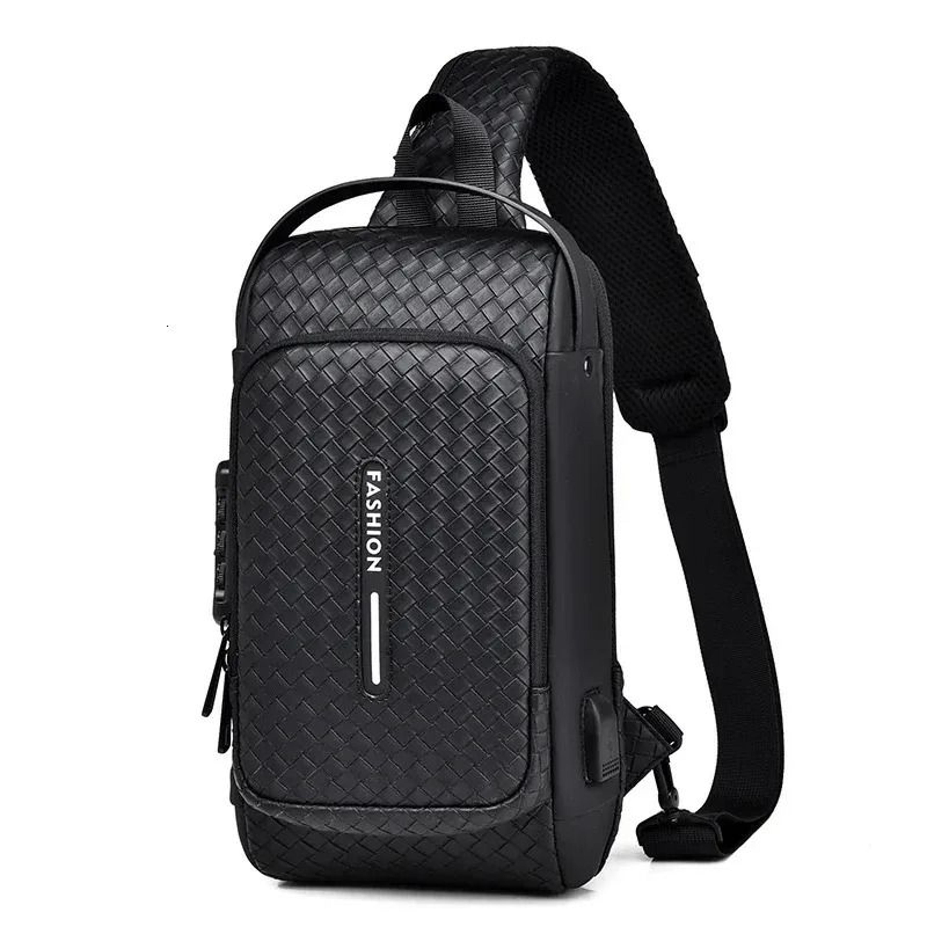 anti theft chest bag pu leather usb charging crossbody sling backpack