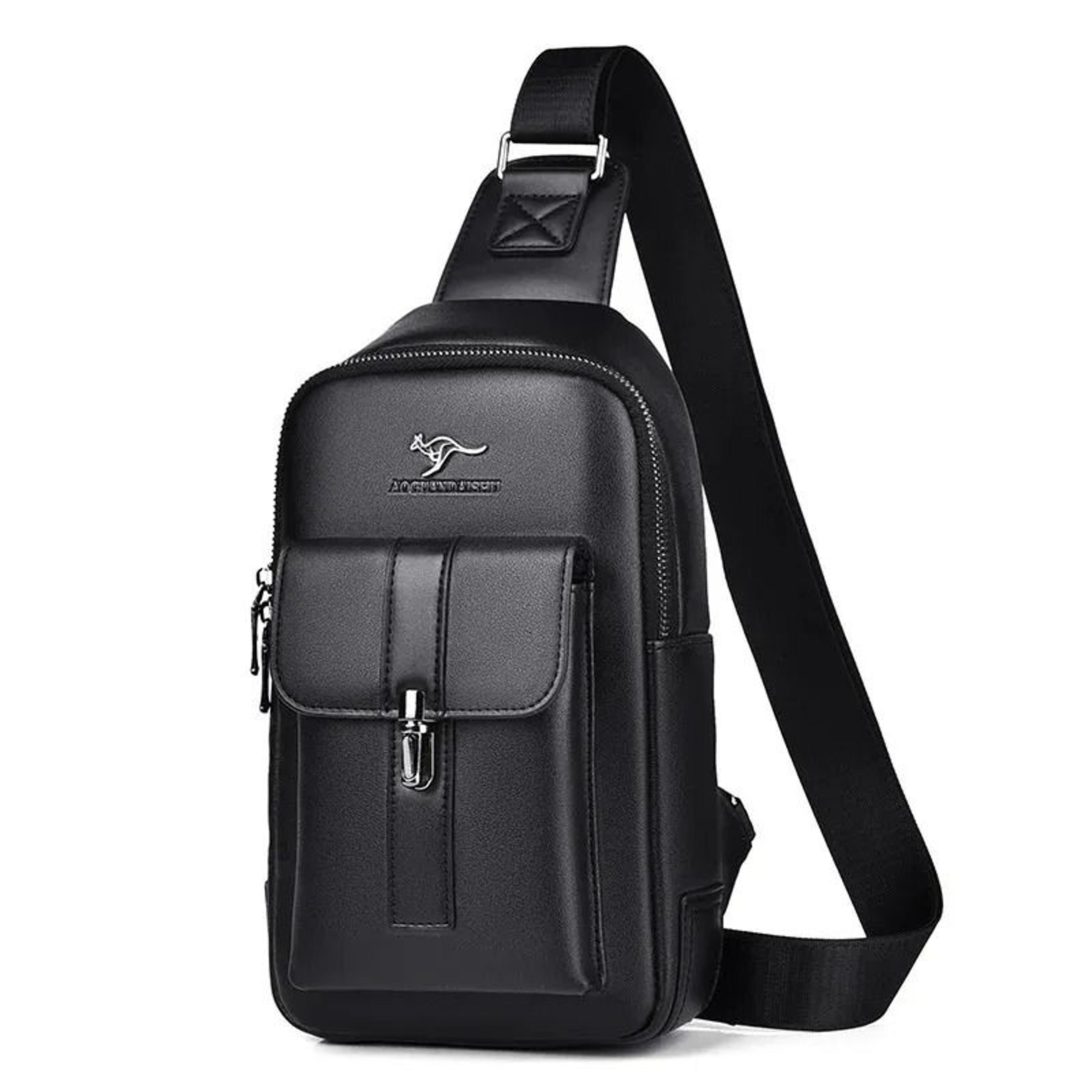 men leather crossbody chest bag travel sling shoulder bag