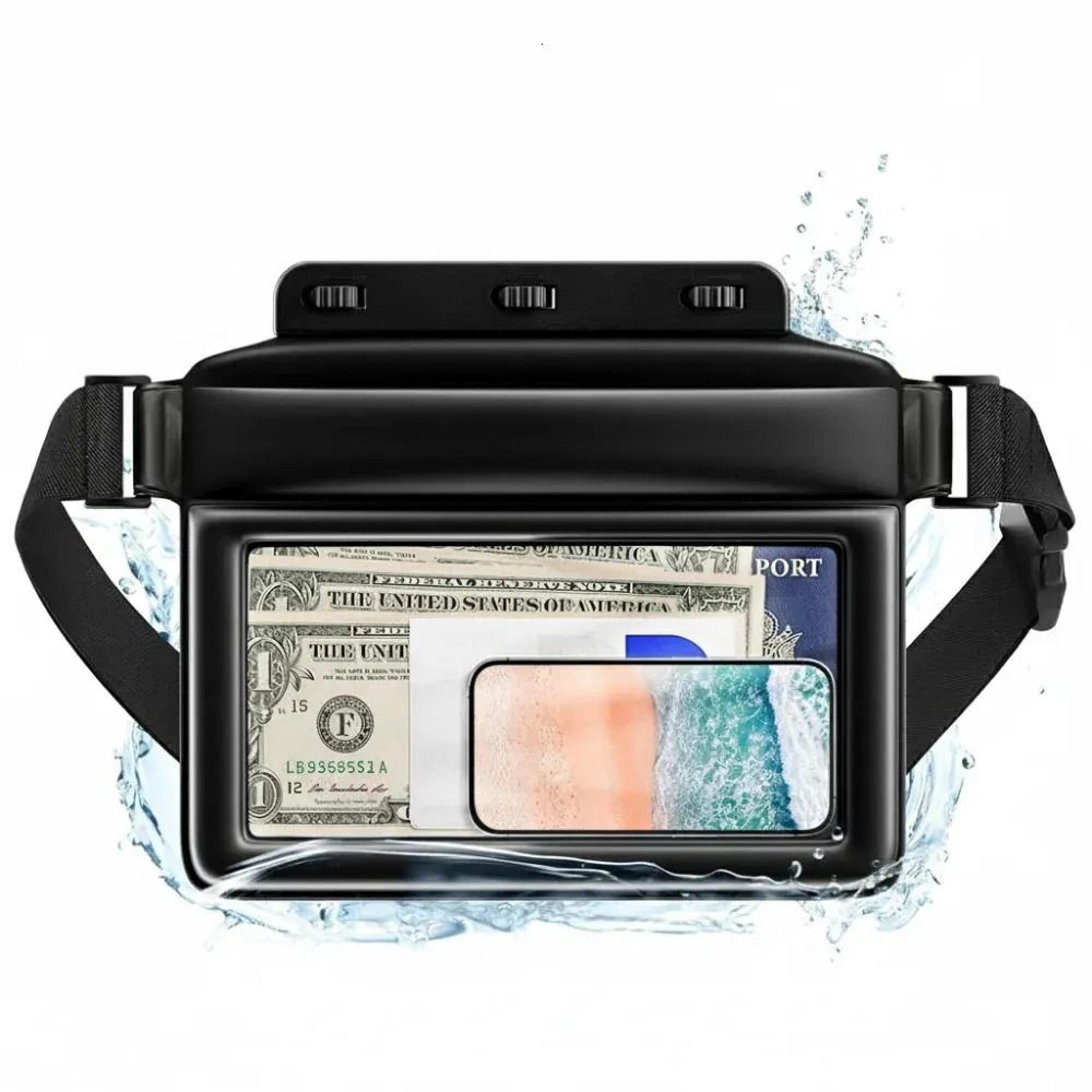 pvc swimming waist bag with touch screen phone pouch and adjustable strap