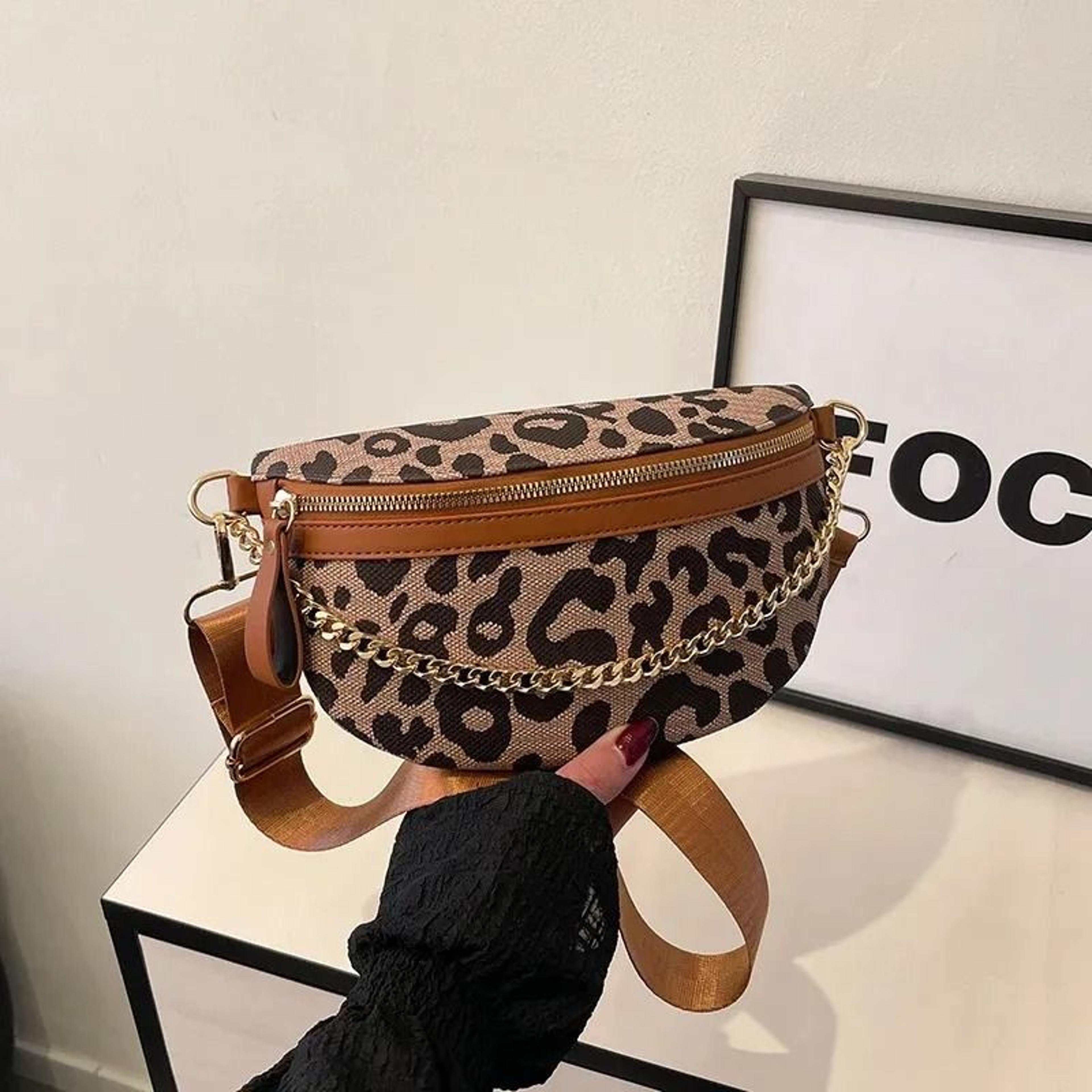 leopard print fanny pack women pu crossbody waist bag
