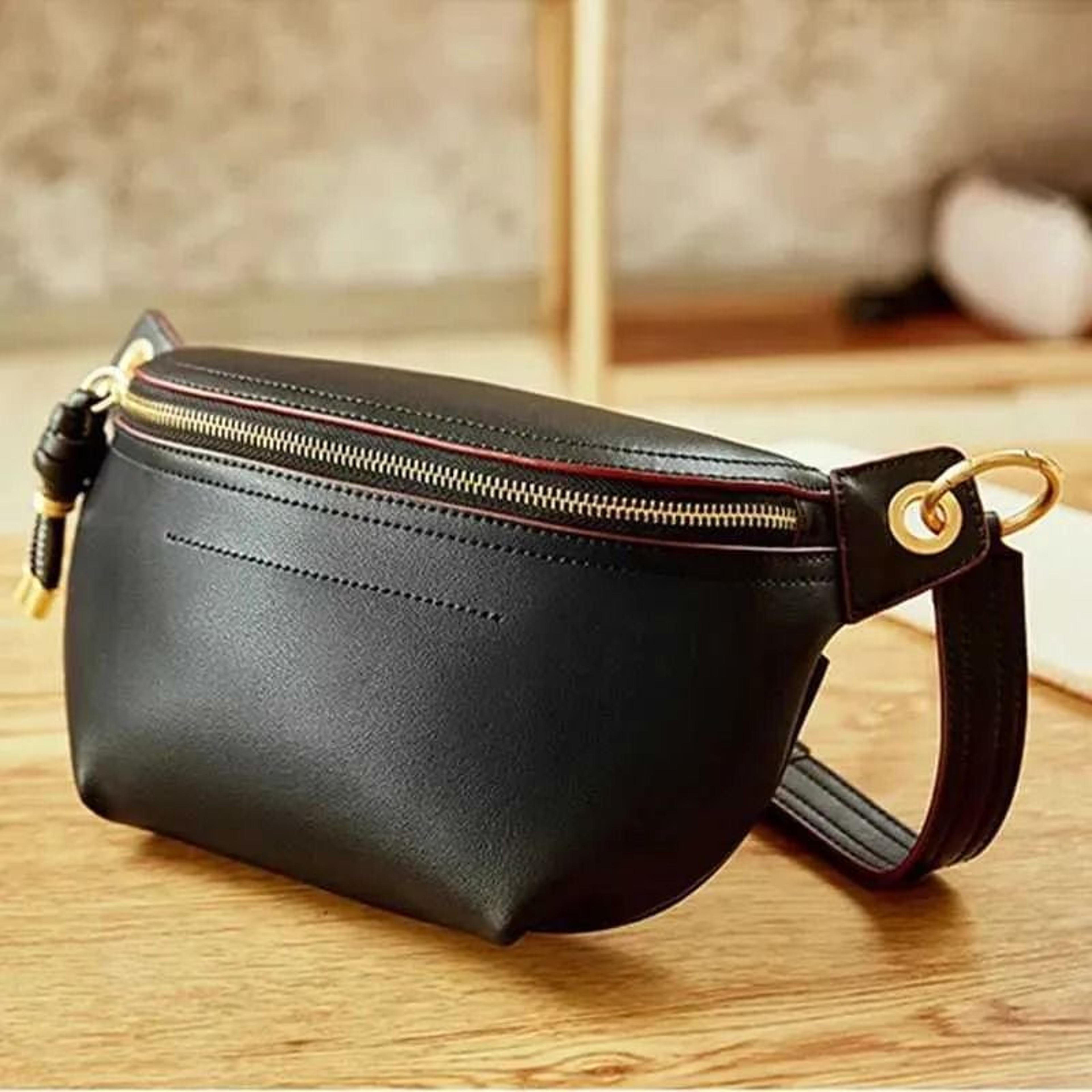 women genuine leather belt bag cowskin fanny pack shoulder waist bag