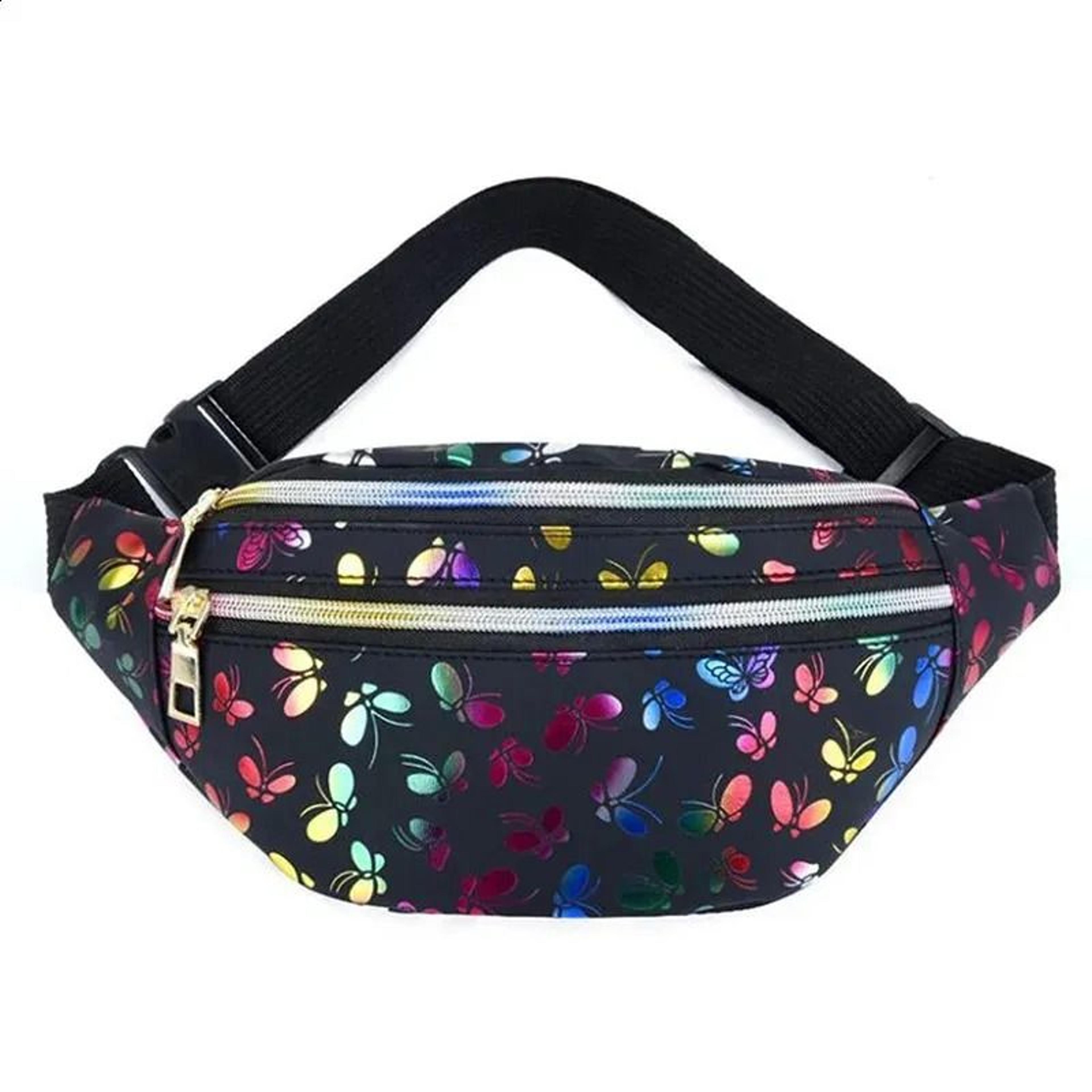 leaf print canvas fanny pack large capacity travel waist bag for men and women