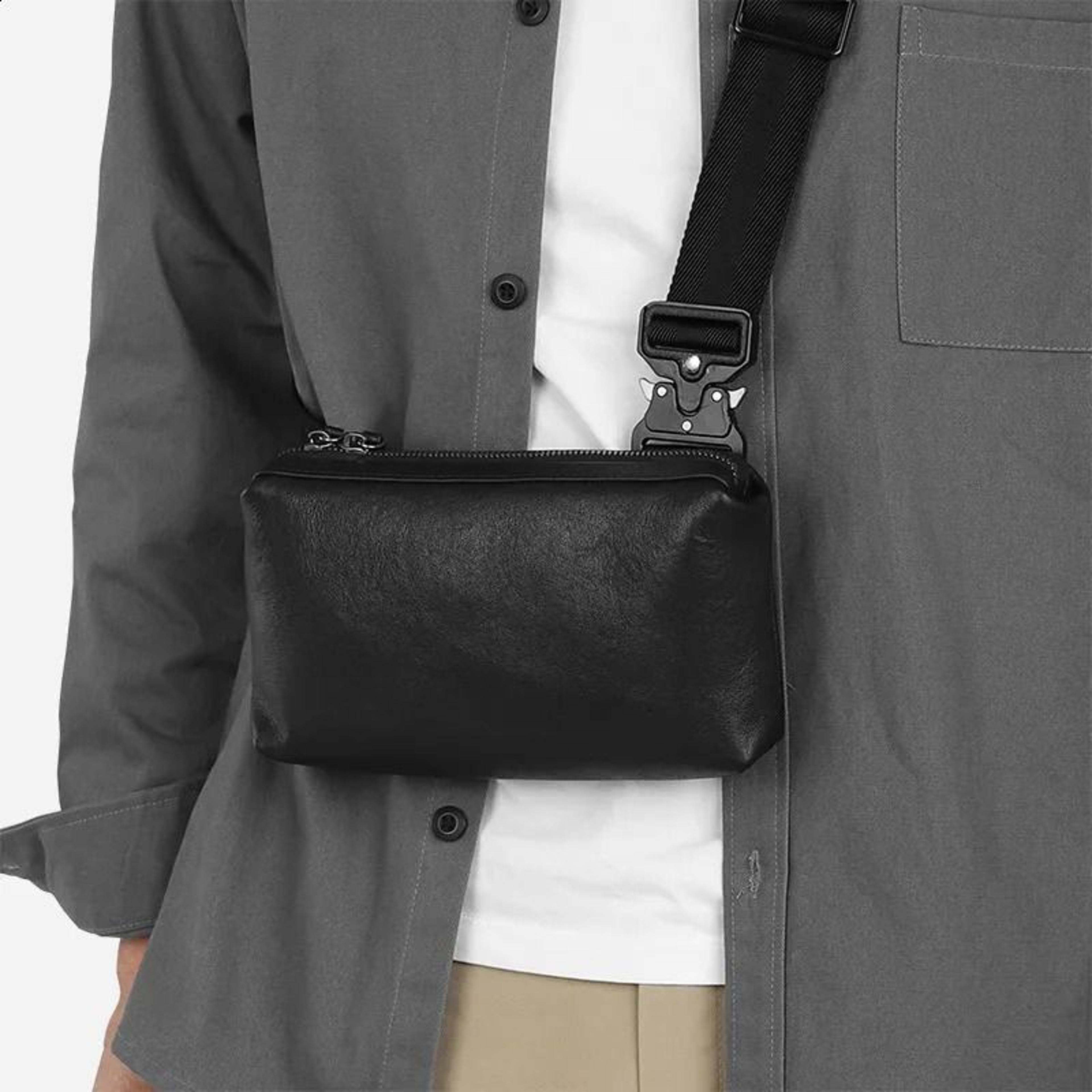 vegetable tanned cowhide leather crossbody bag for men casual chest sling bag