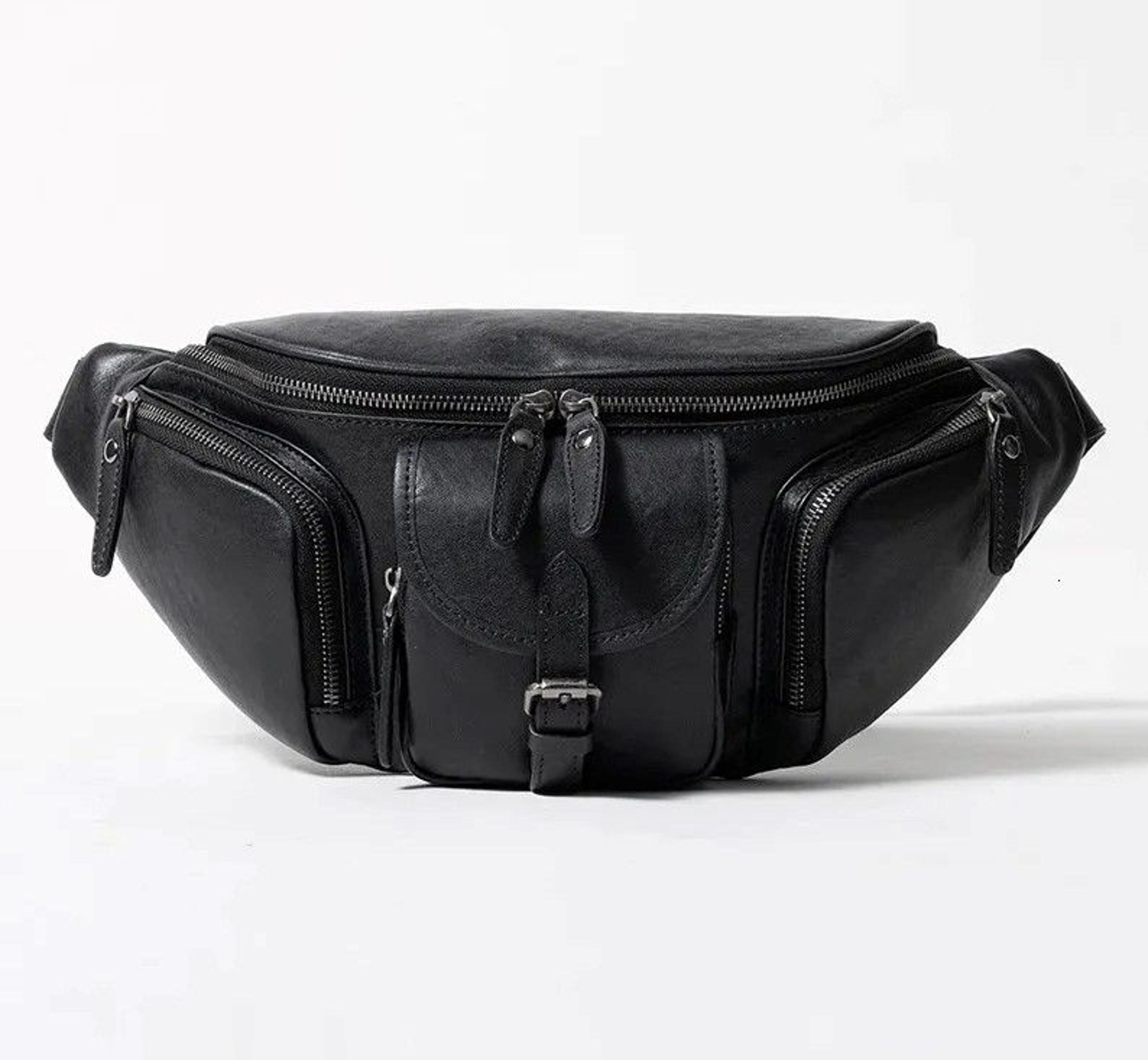 premium genuine leather crossbody bag vegetable tanned cowhide waist bag for commuting