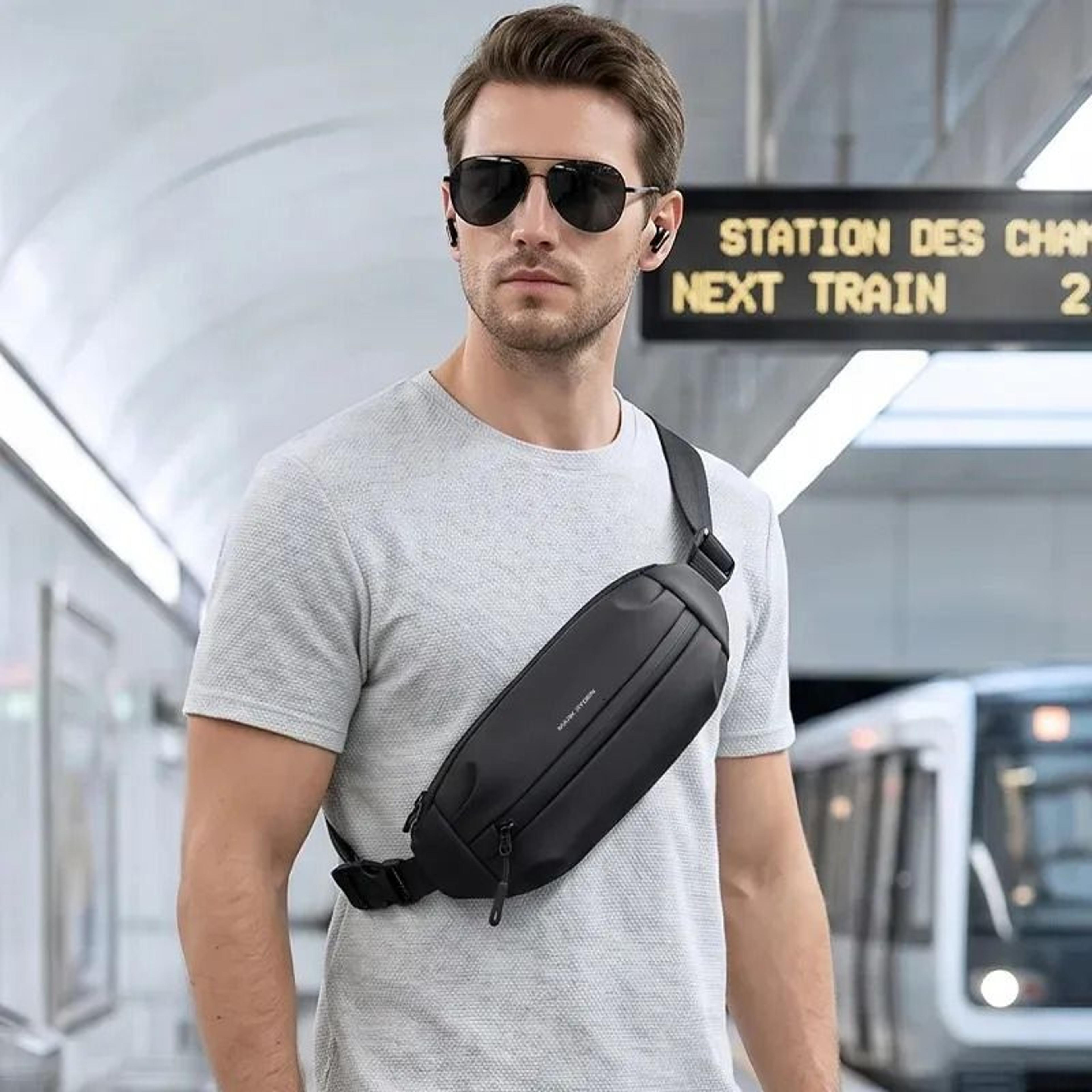 sling crossbody bag with rotatable strap and multi pocket storage