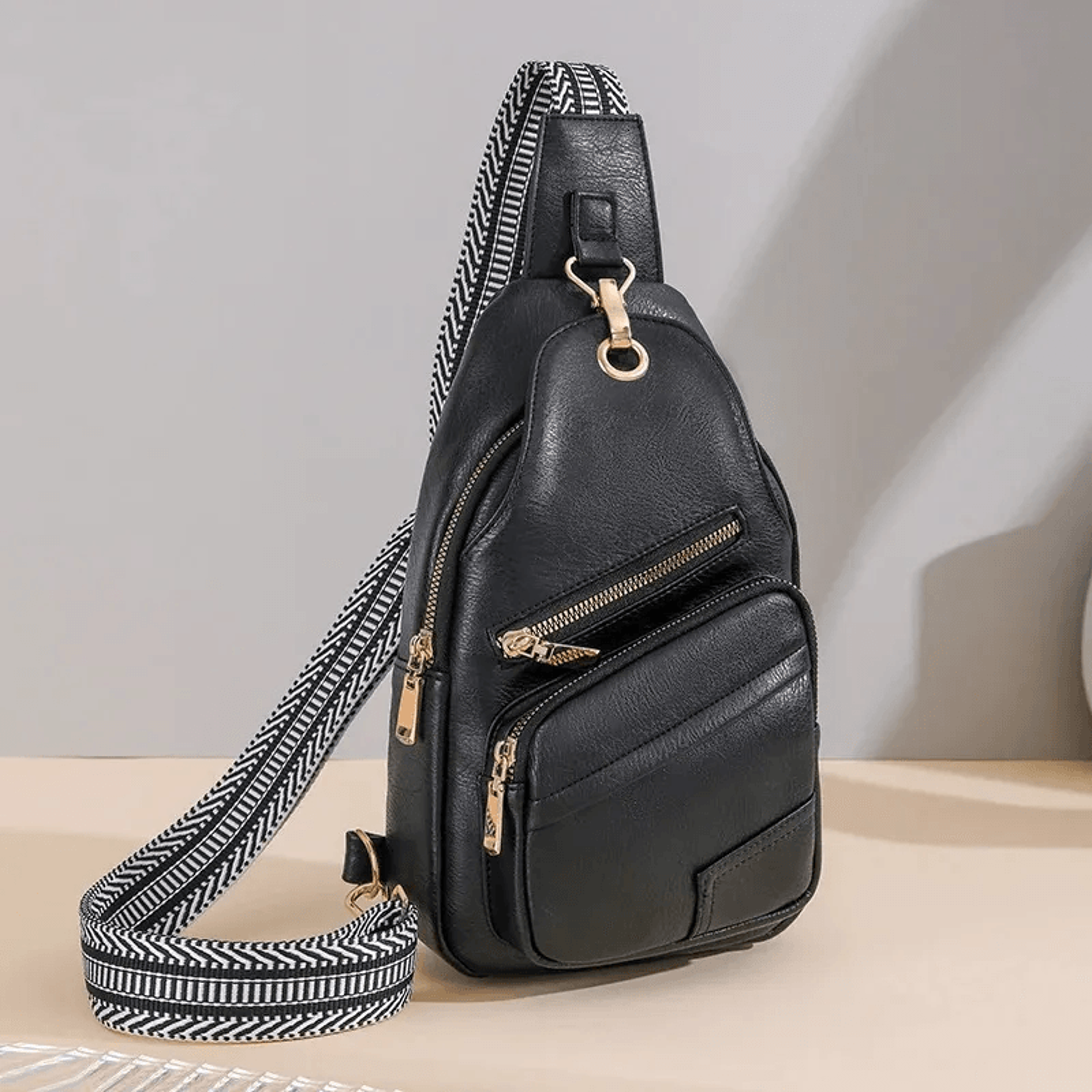 women vintage pu leather crossbody waist pack shoulder chest bag