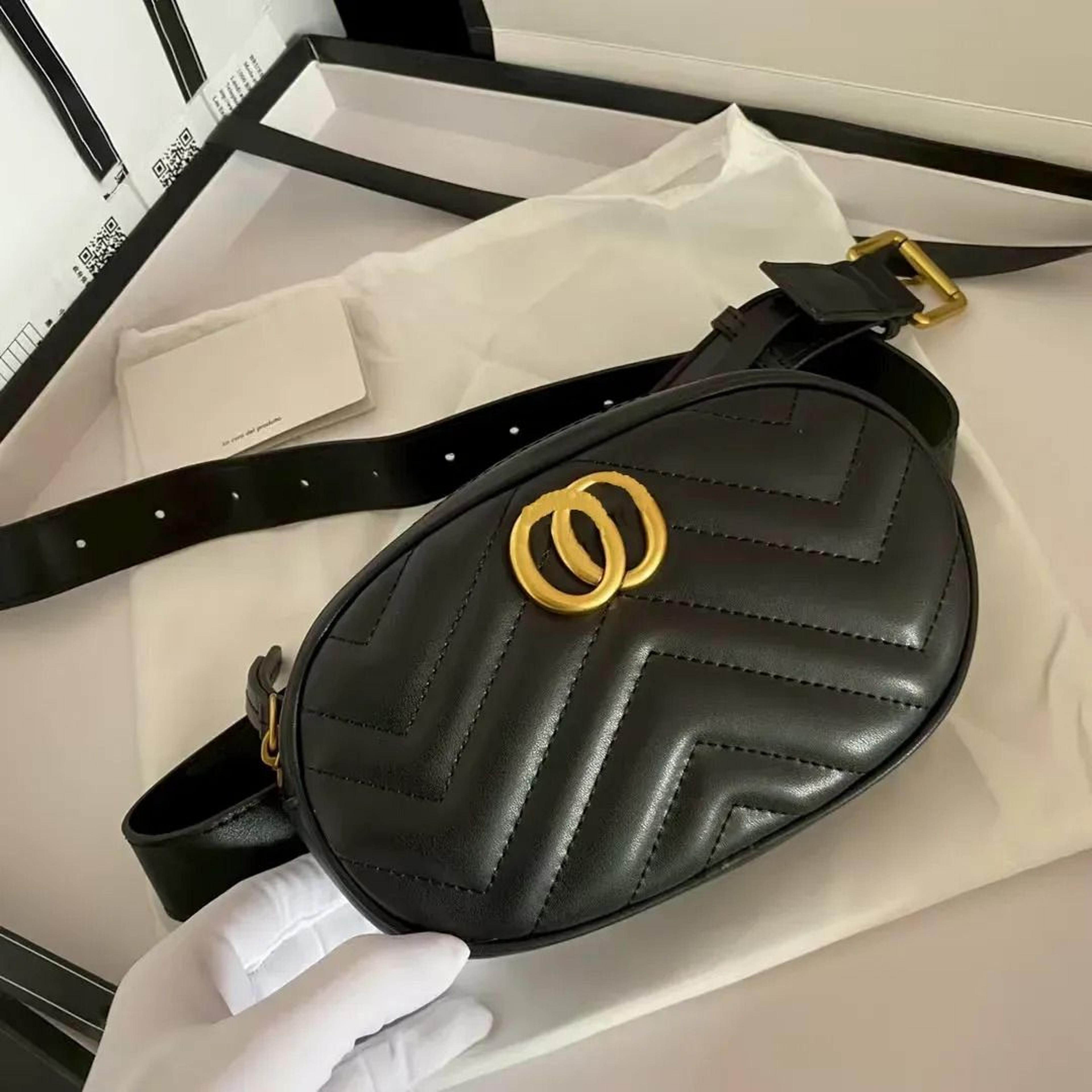 designer leather crossbody waist bag for women and men with double letter detail
