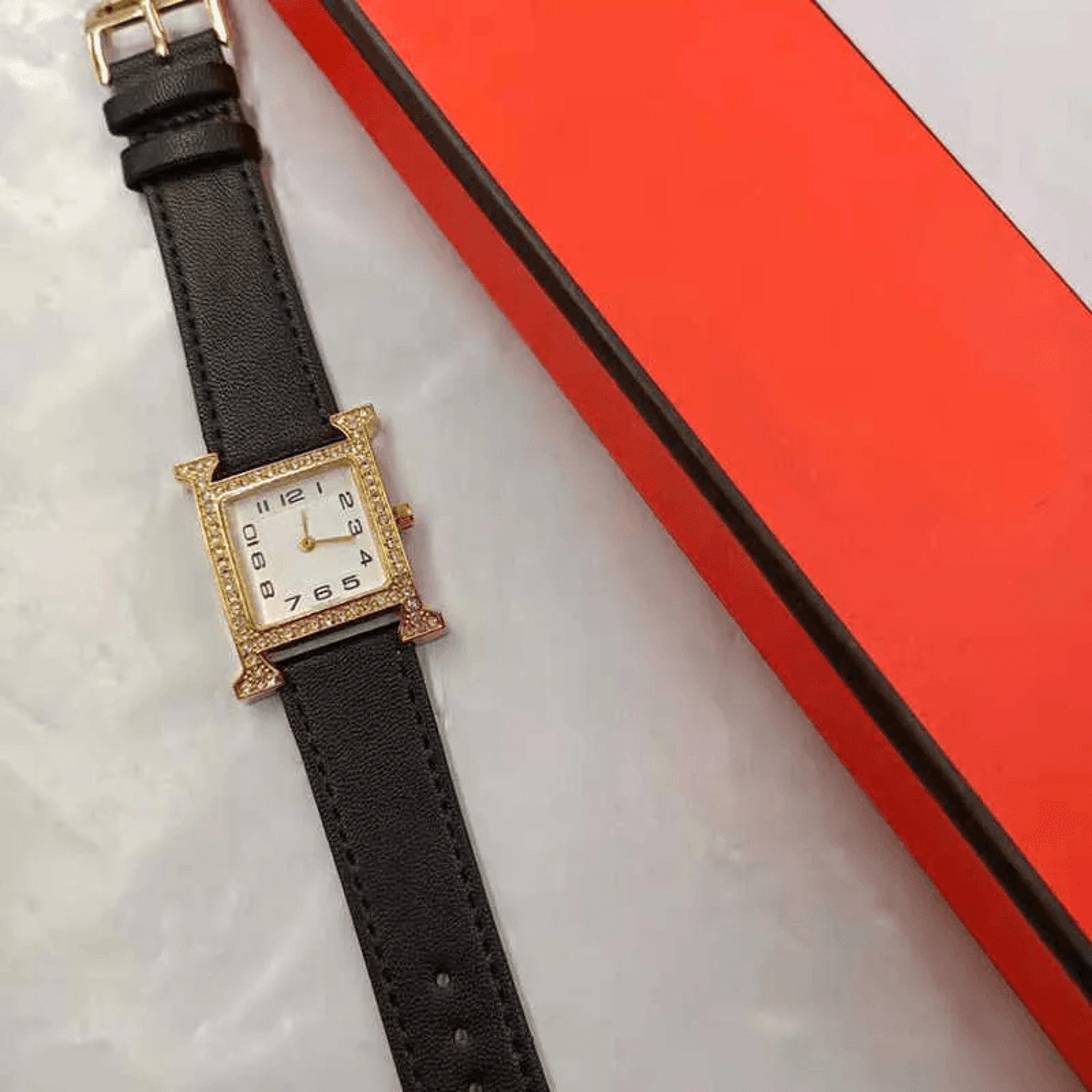 luxury diamond studded womens leather watch with gift box