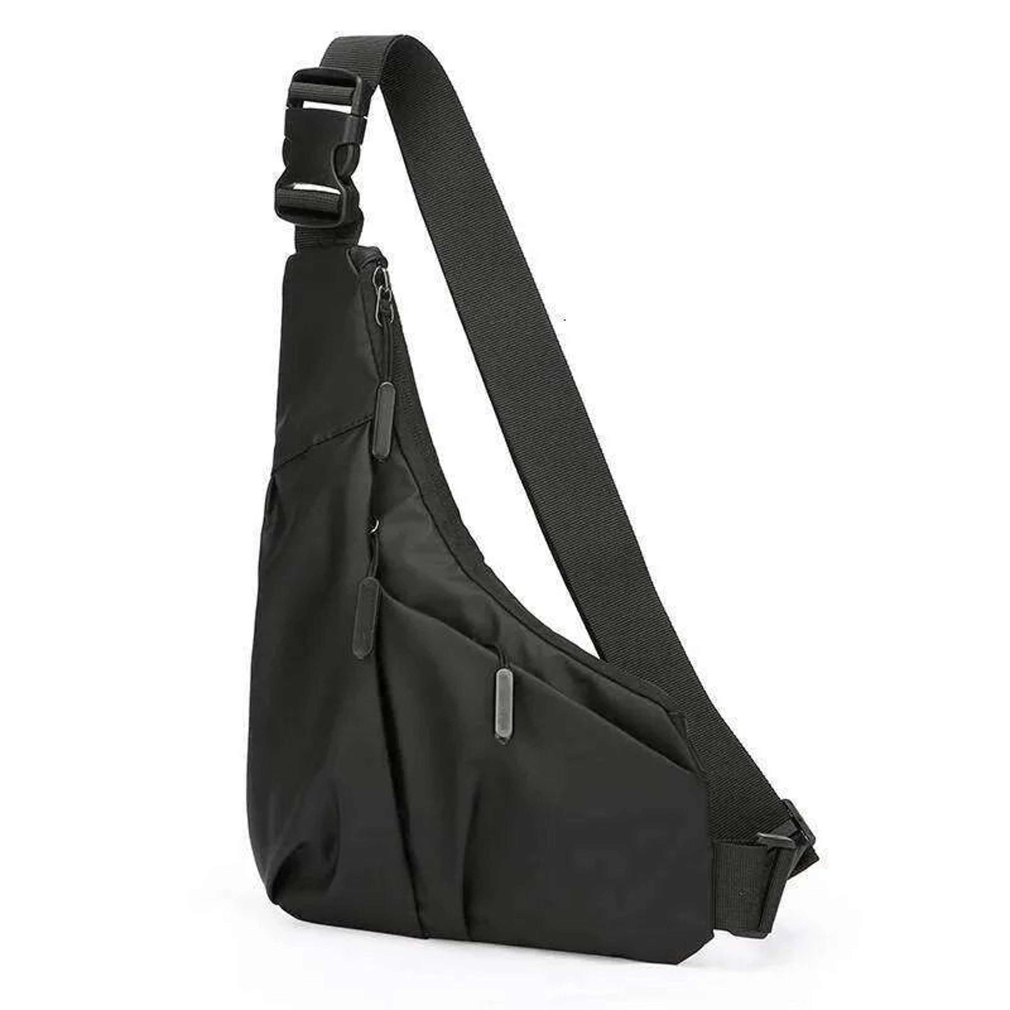 triangular crossbody bag lightweight black shoulder sling with adjustable strap