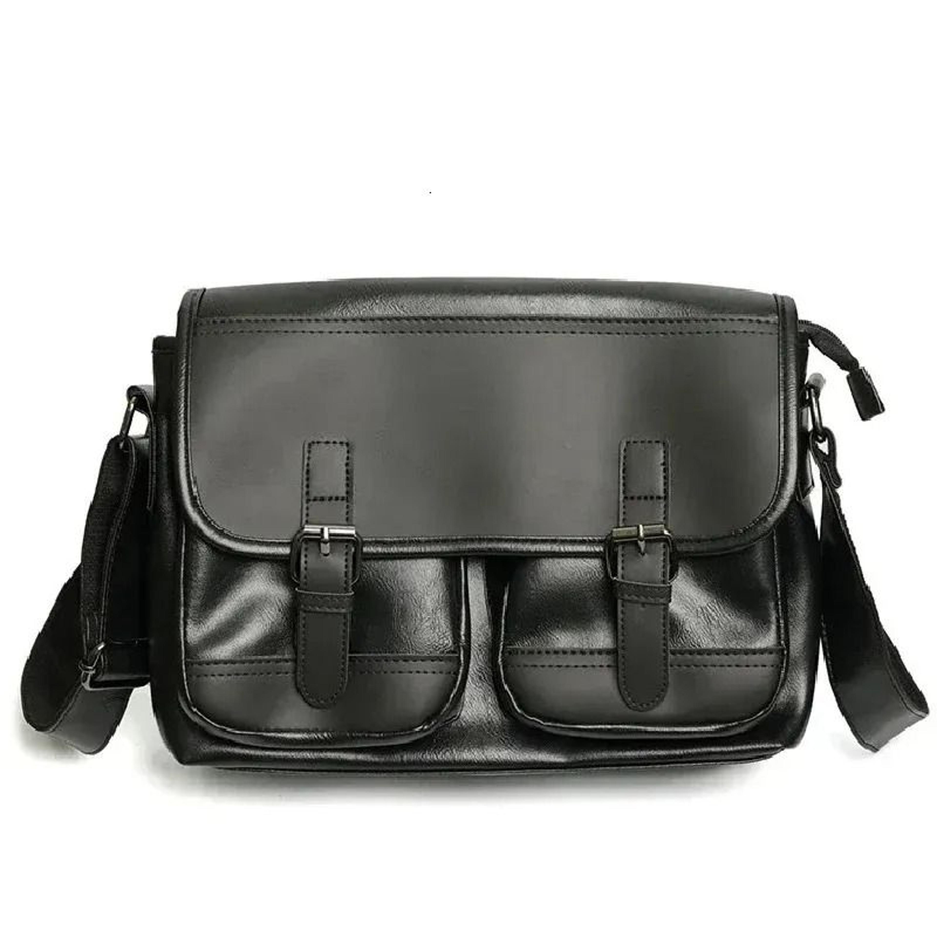 leather messenger bag large capacity business crossbody shoulder bag